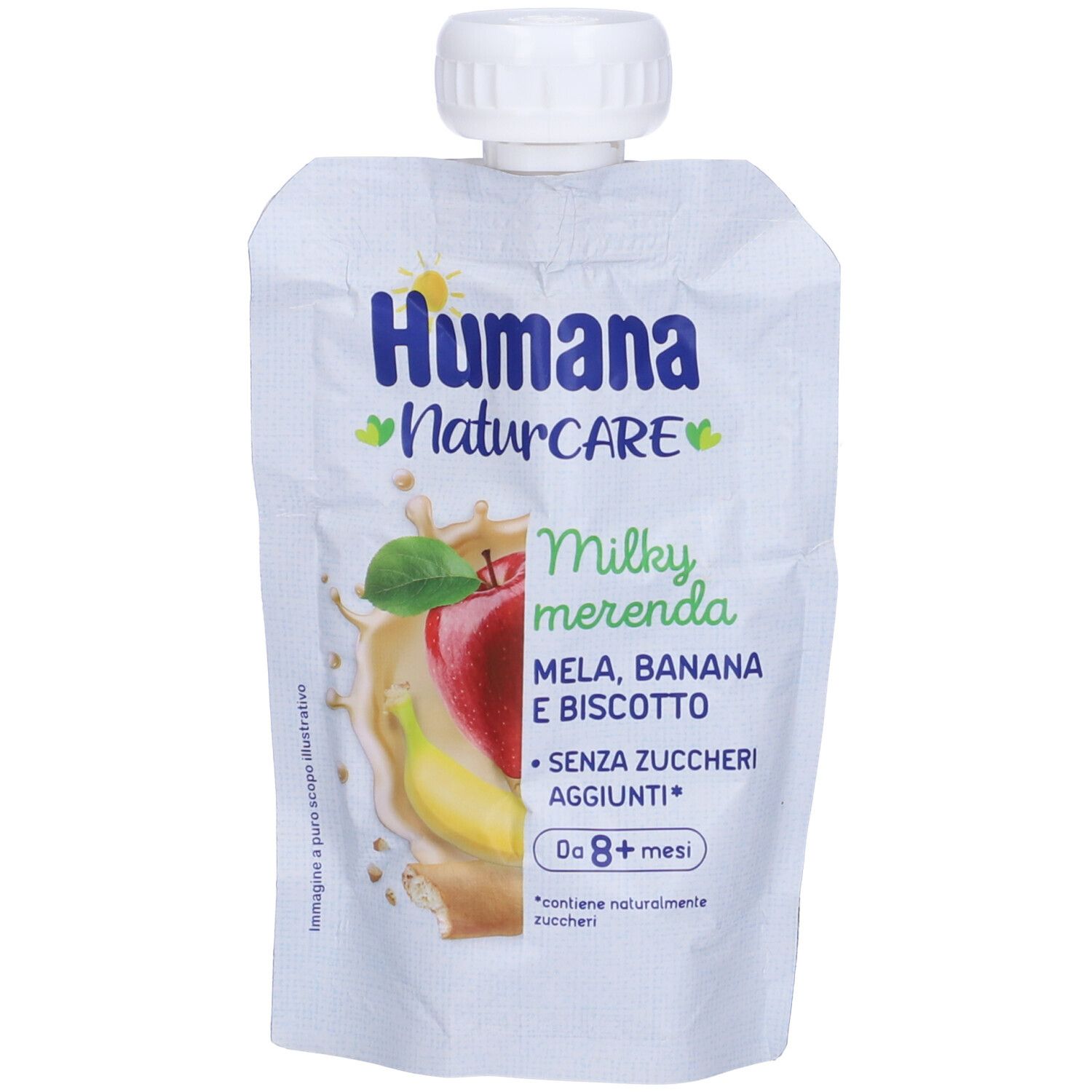 Humana milkymerenda mela, banana e biscotto