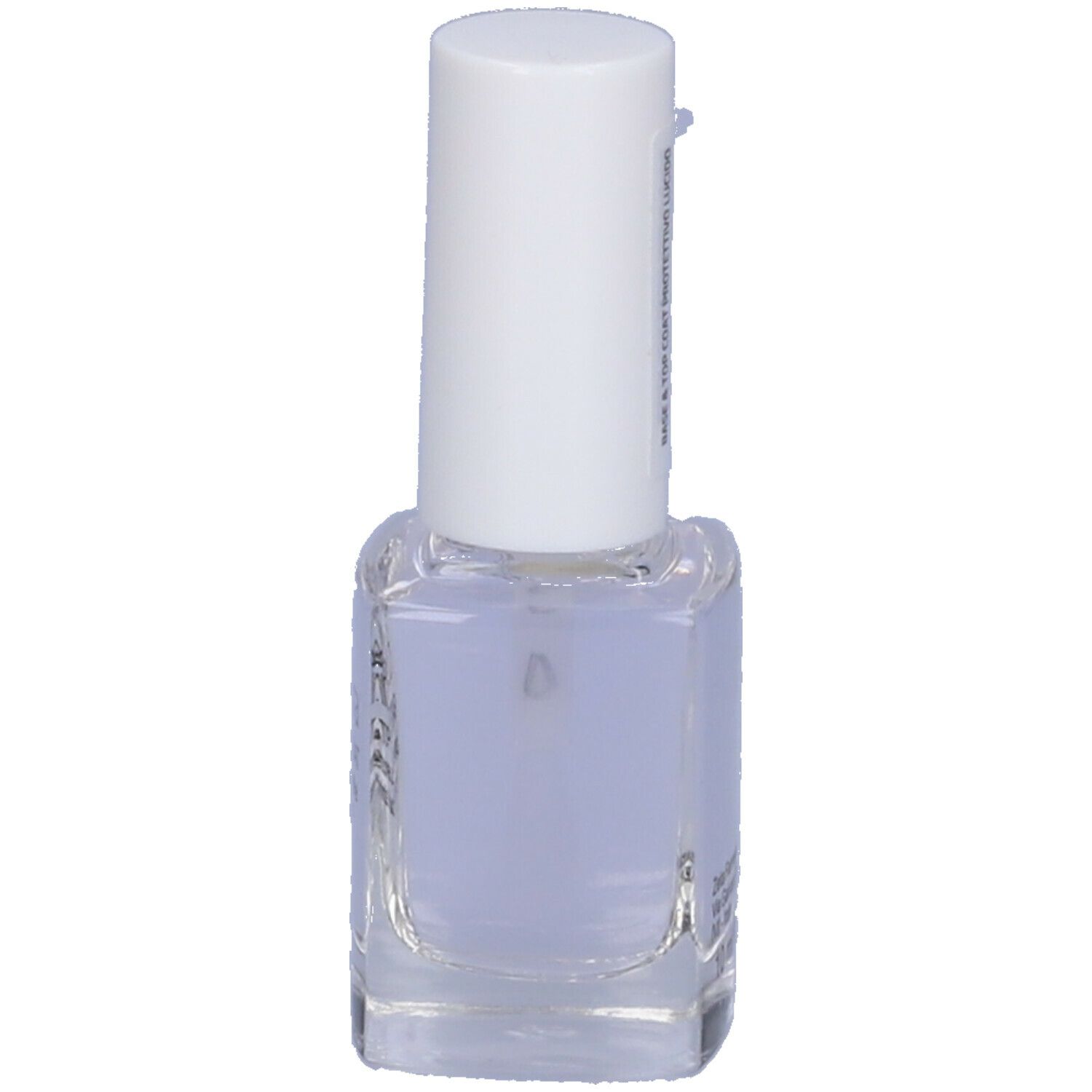 Flacone di smalto con tappo bianco. Scritta: Euphidra Base & Top Coat.