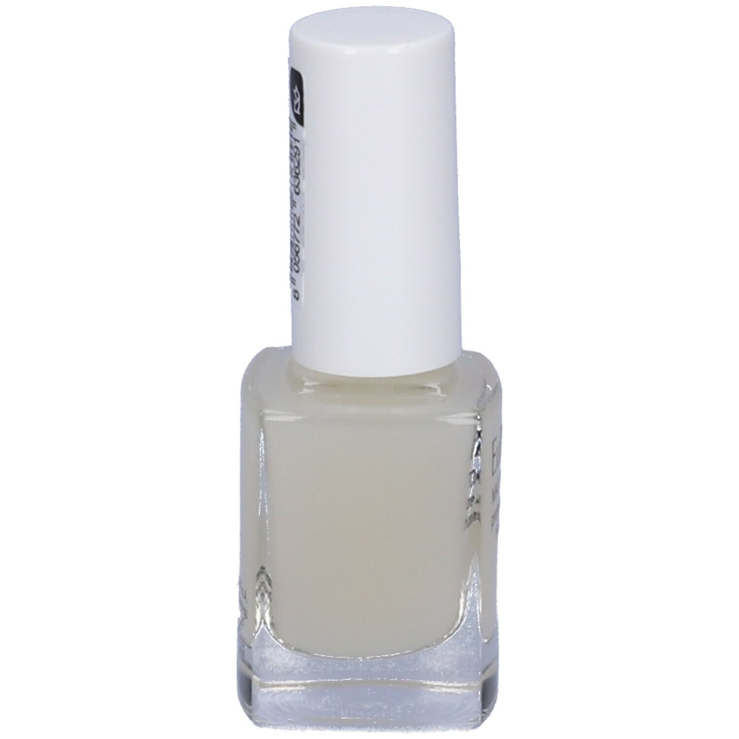 Flacone smalto con tappo bianco. Scritta: Euphidra MAT TOP COAT, protettore unghie, finish opaco. Etichetta con codice a barre.