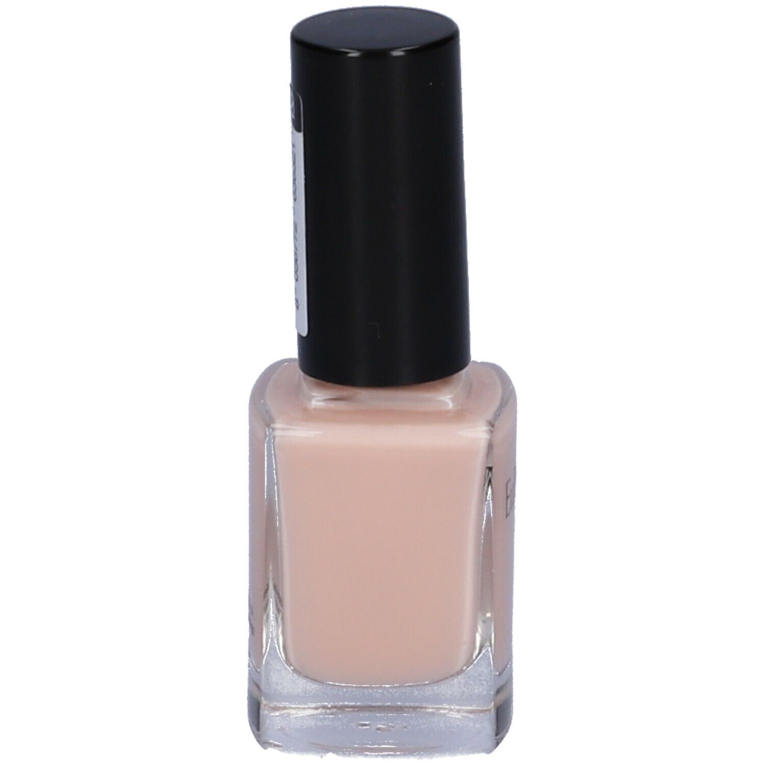 Flacone di smalto beige con tappo nero. Visibile il logo Euphidra.