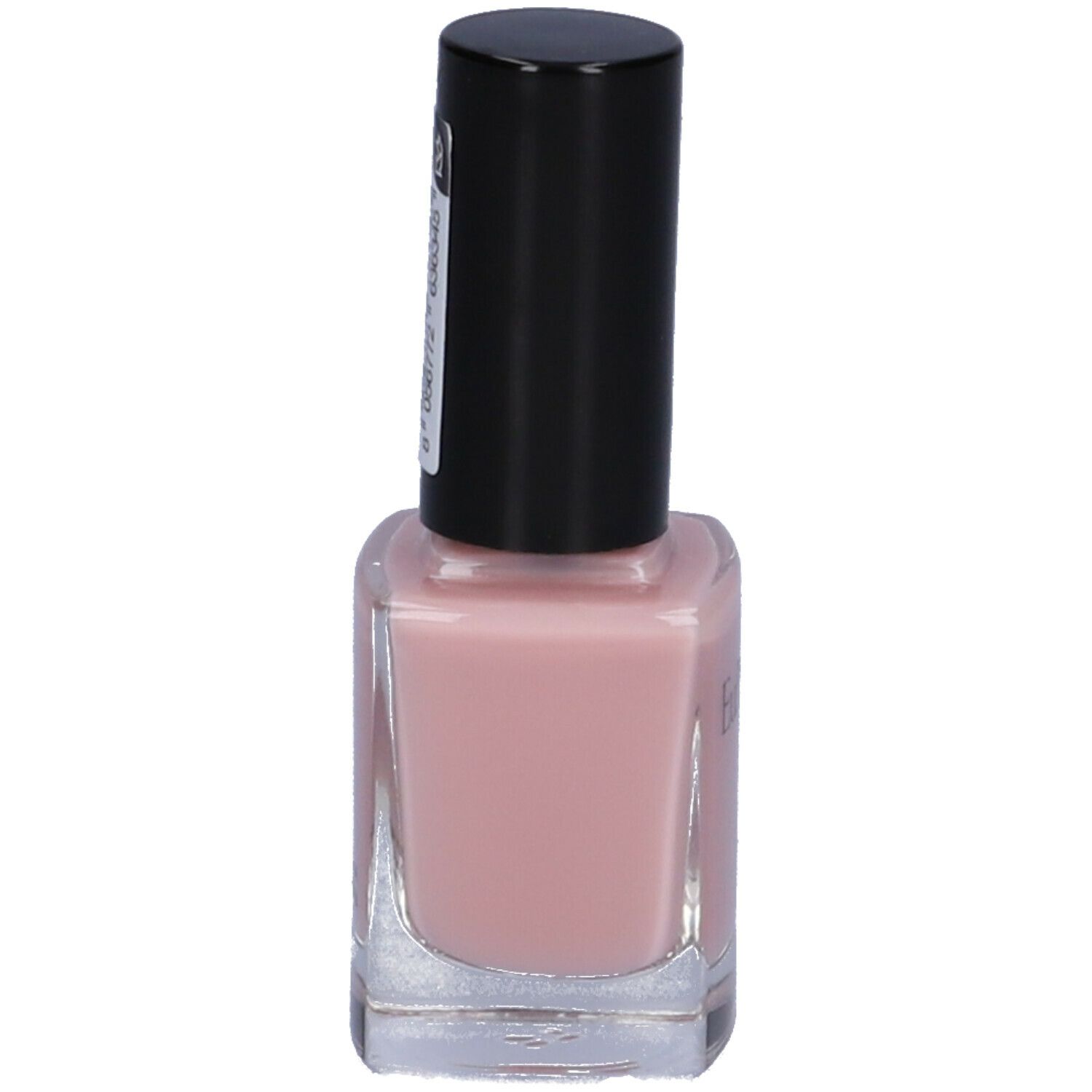 Flacone di smalto rosa con tappo nero. Scritta: Euphidra.