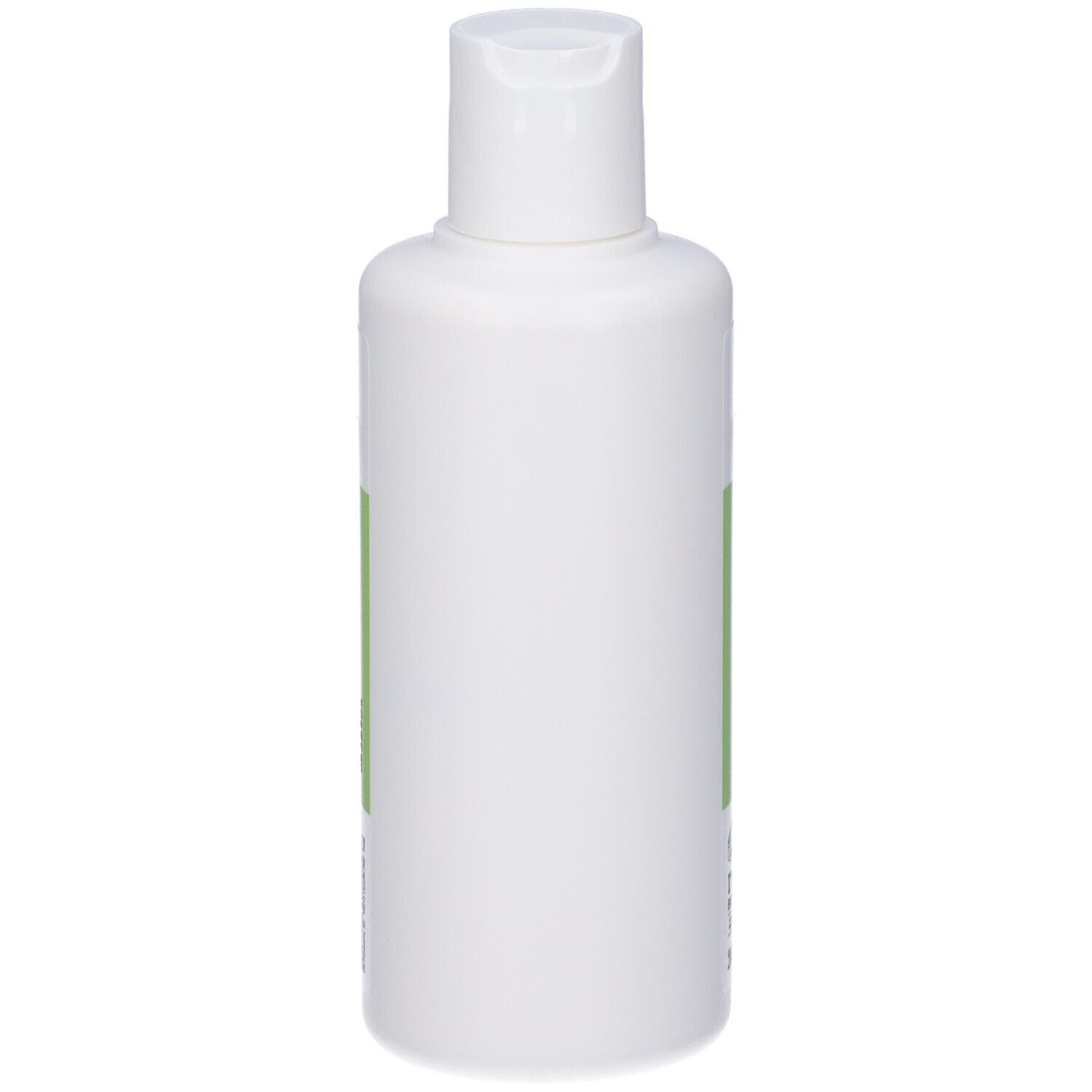 Flacone bianco con tappo a scatto. Nessuna etichetta visibile. Forma cilindrica.