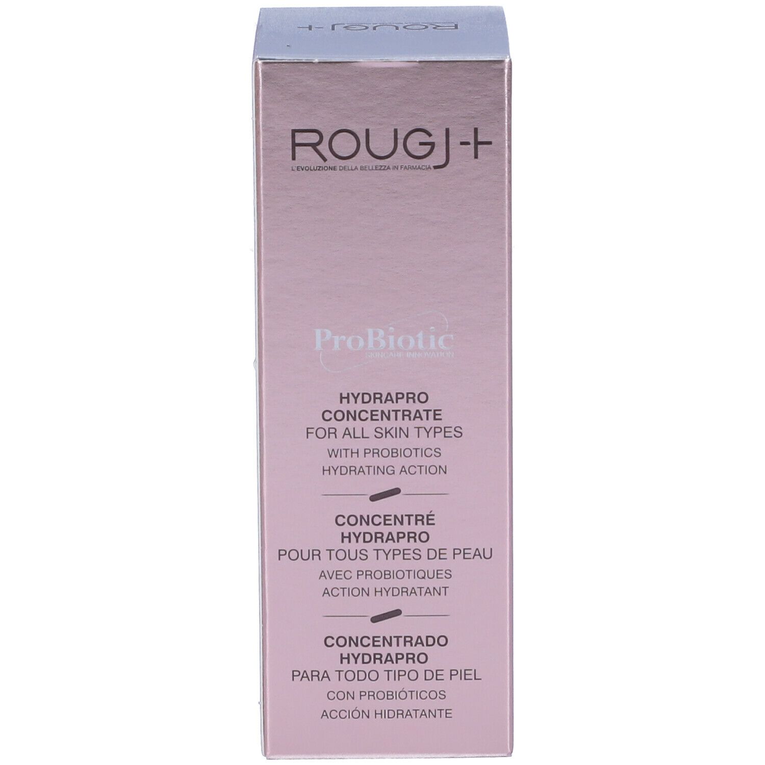 Confezione. Scritta: ROUGJ+, ProBiotic, Hydrapro Concentrate.