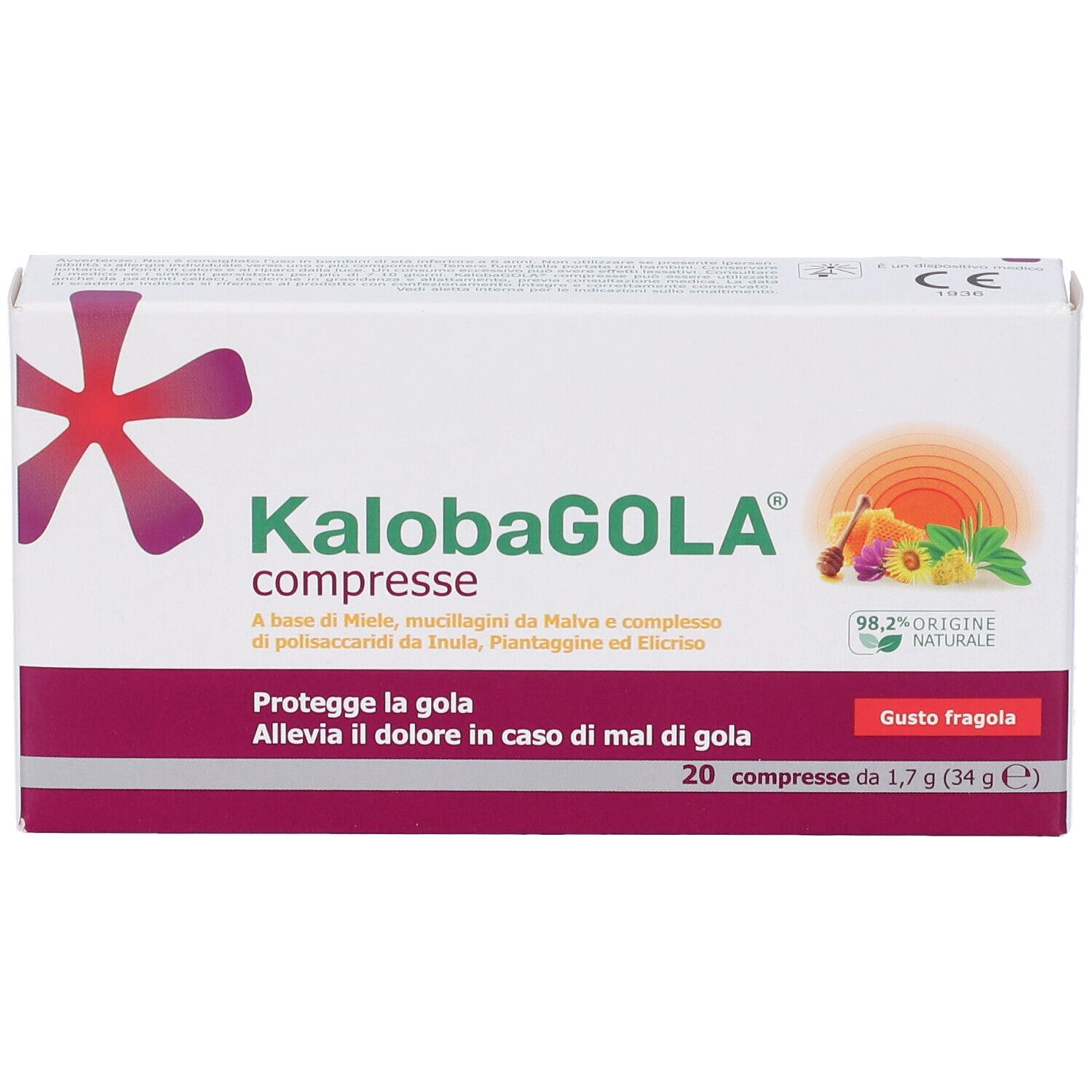 KalobaGOLA Lutschtabletten-Schachtel, Vorderseite mit Produktinformationen, 20 Stück.