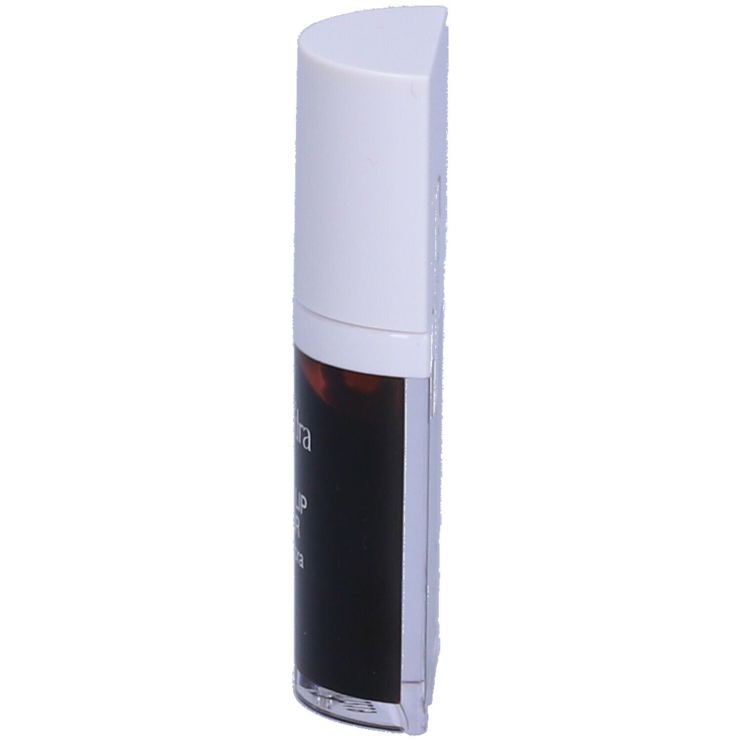 Flacone sottile con tappo bianco. Scritta: Euphidra Water Lip Color. Liquido nero visibile.