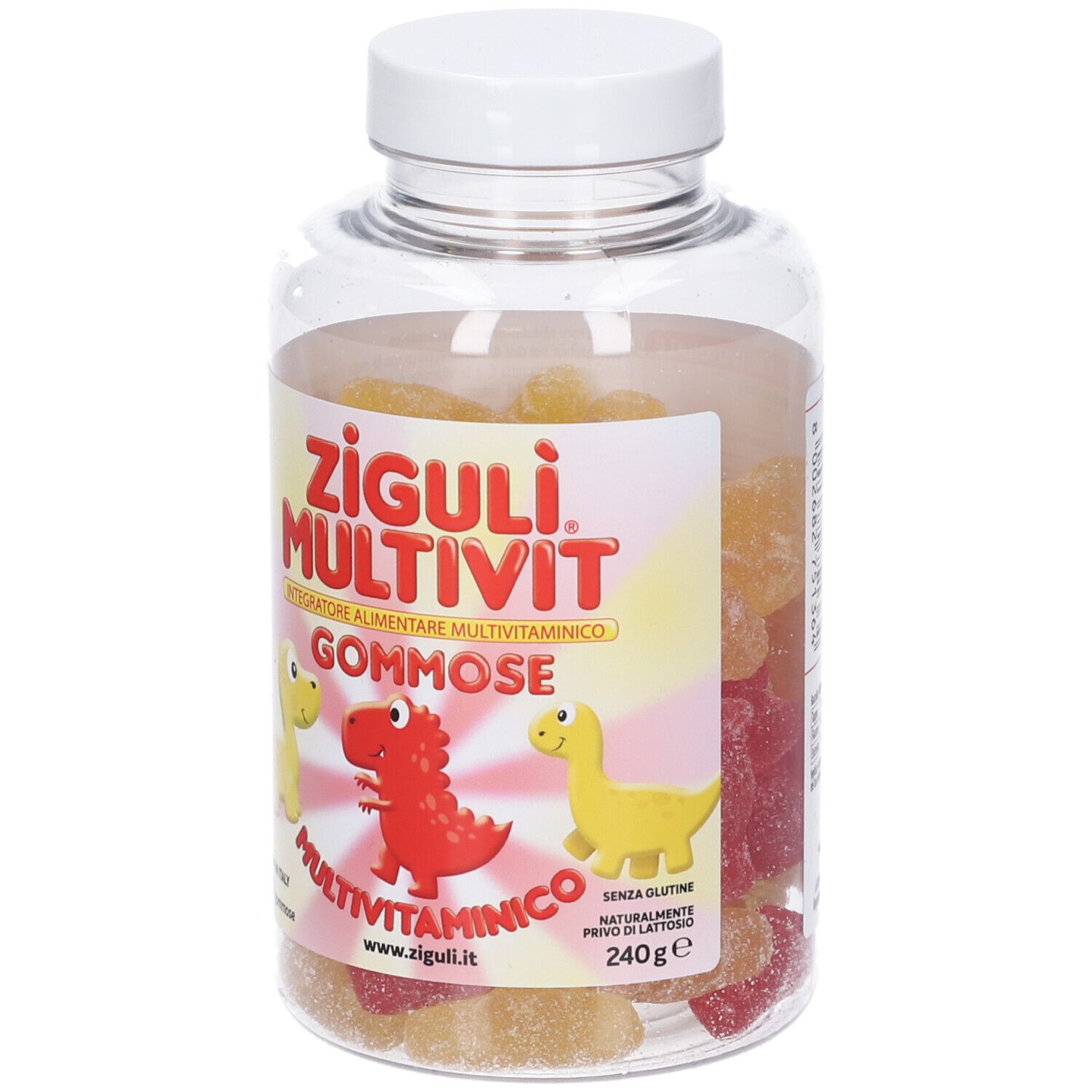 Zigulì Multivit Gommose: Flasche mit 60 Multivitamin-Gummibärchen, 240g.