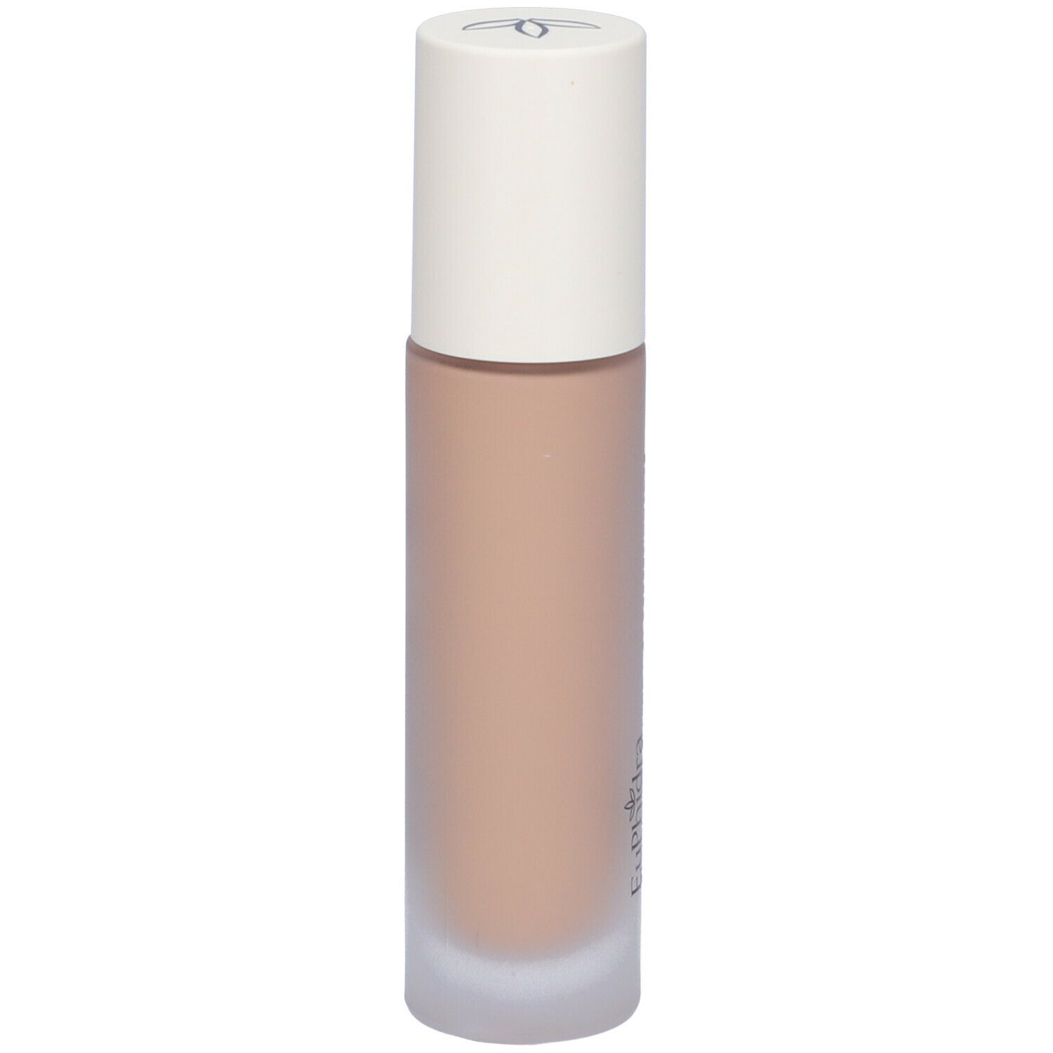 Fondotinta fluido beige in flacone di vetro con tappo bianco. Scritta: Euphidra, Fondotinta Fluido Lift Perf.