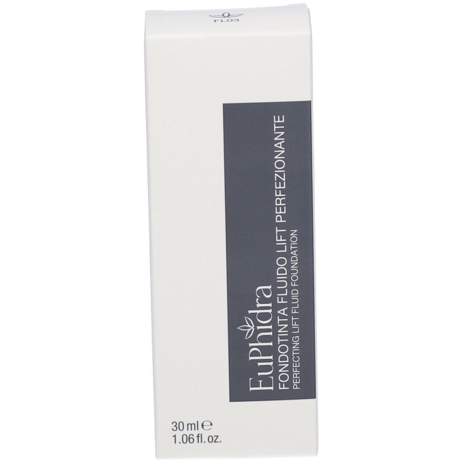 Confezione bianca con scritta: Euphidra, Fondotinta Fluido Lift Perf. 30 ml.