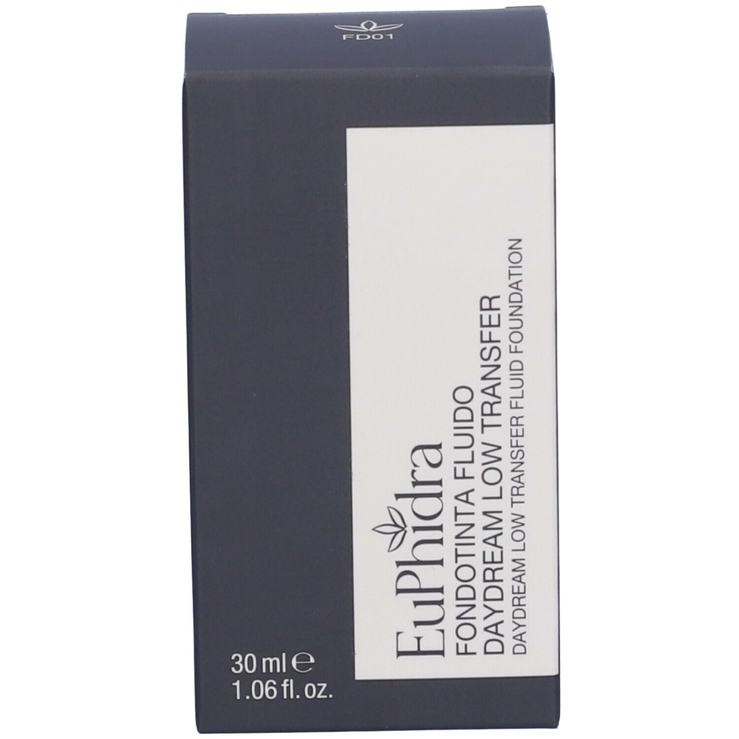 Confezione con scritta: Euphidra Fondotinta Fluido Daydream Low Transfer. 30 ml.