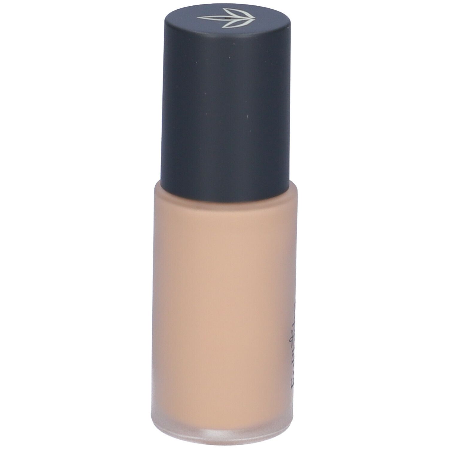 Fondotinta fluido beige in flacone con tappo nero. Flacone con logo sul tappo.