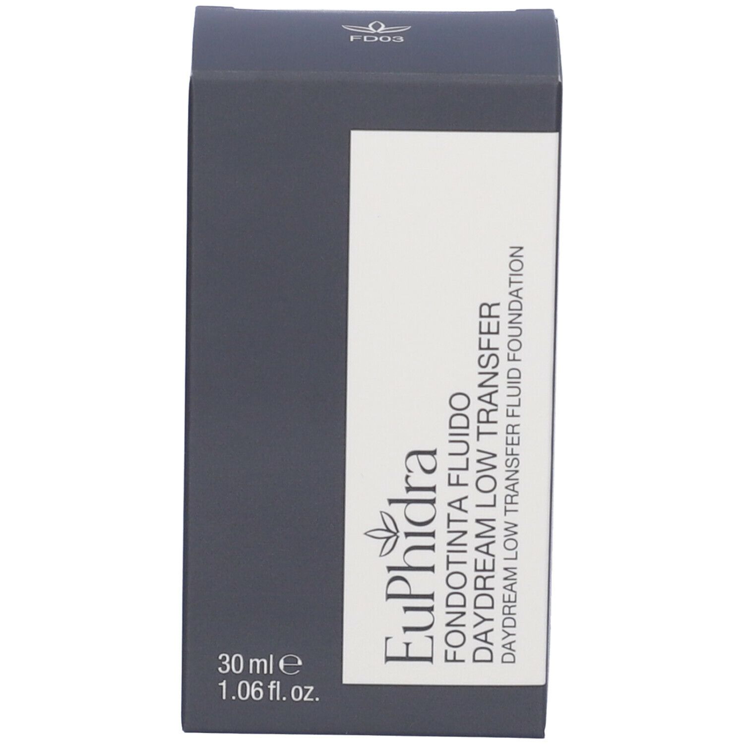 Confezione con scritta: Euphidra, Fondotinta Fluido, Daydream Low Transfer, 30 ml.