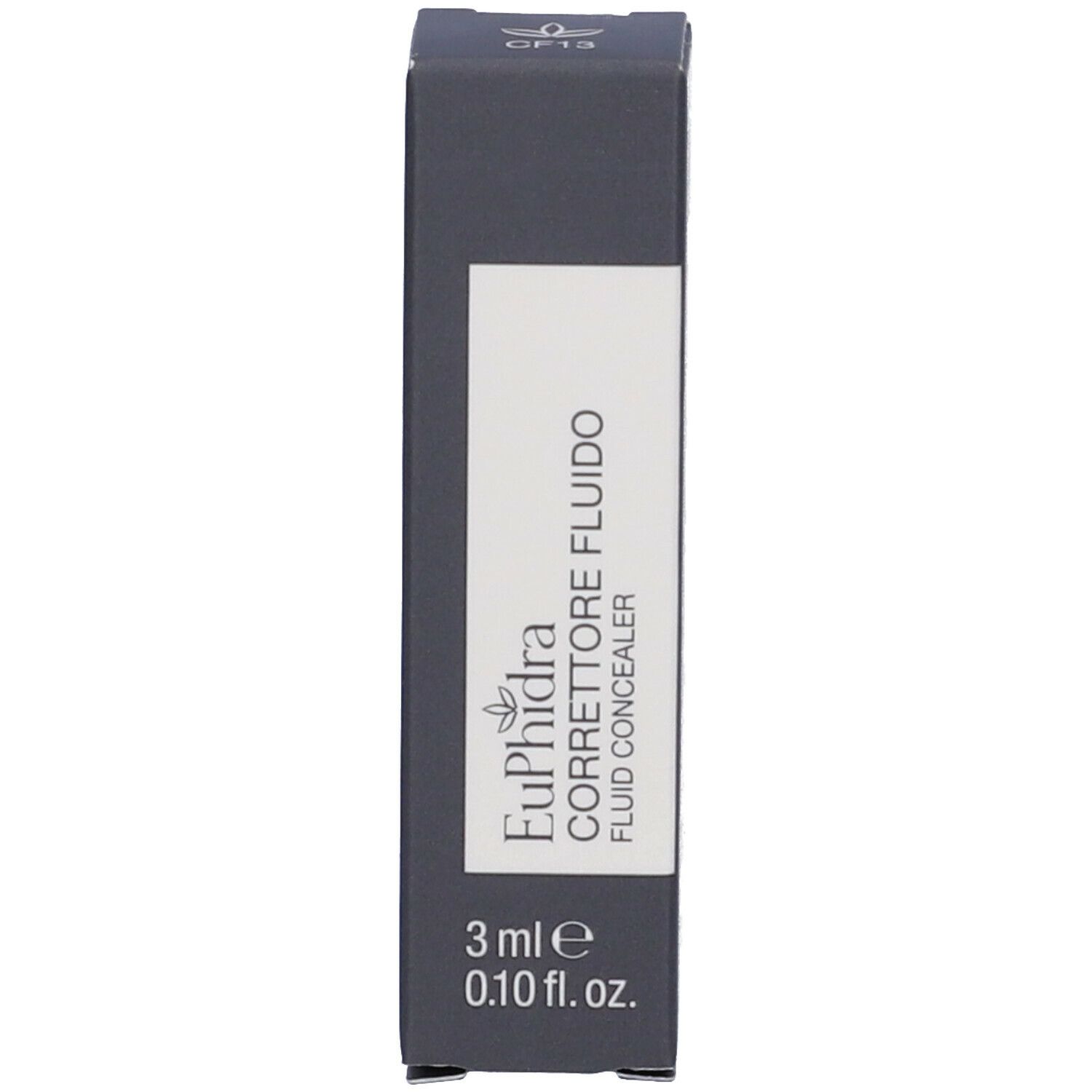 Confezione di correttore fluido. Scritta: Euphidra Correttore Fluido, 3 ml.