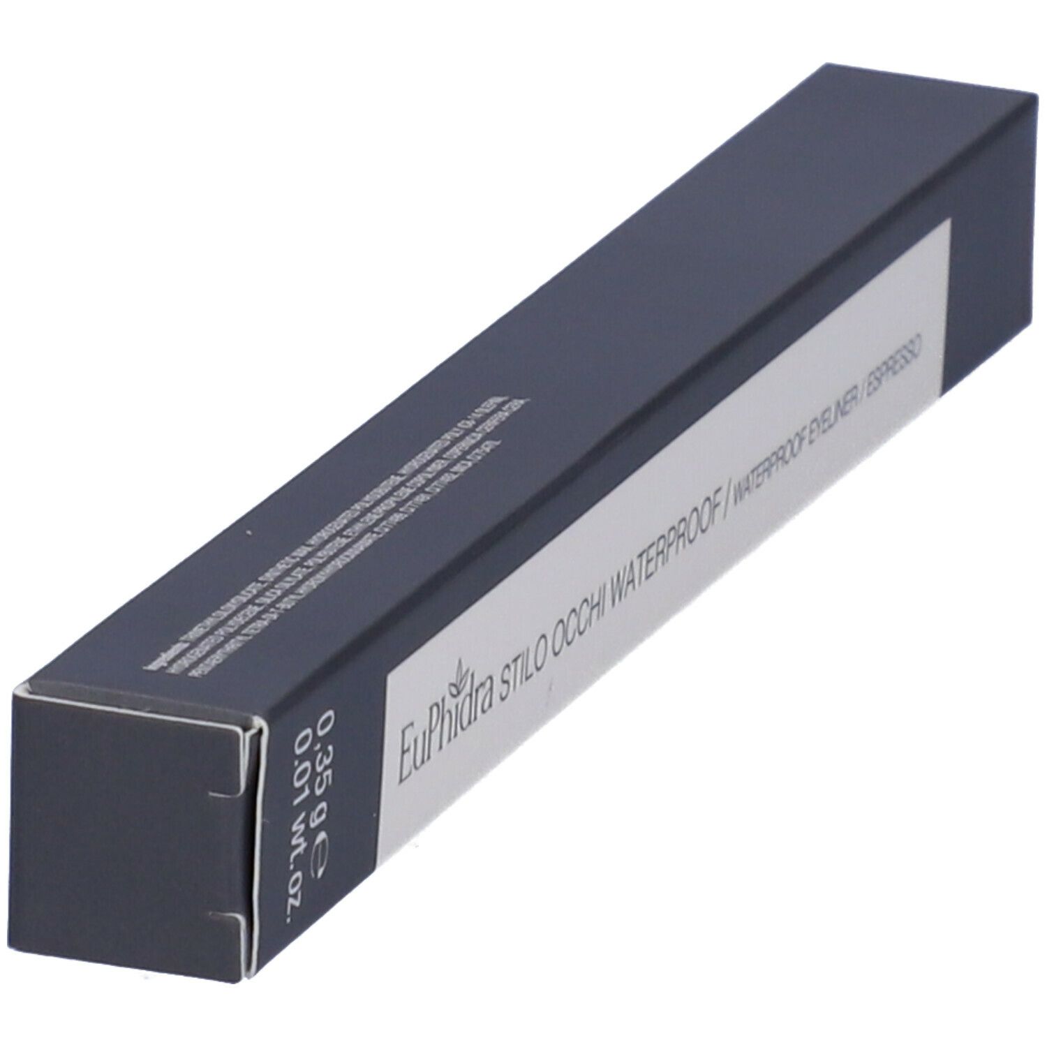 Confezione nera allungata. Scritta: Euphidra Stilo Occhi Waterproof Espresso. Peso: 0,35 g.