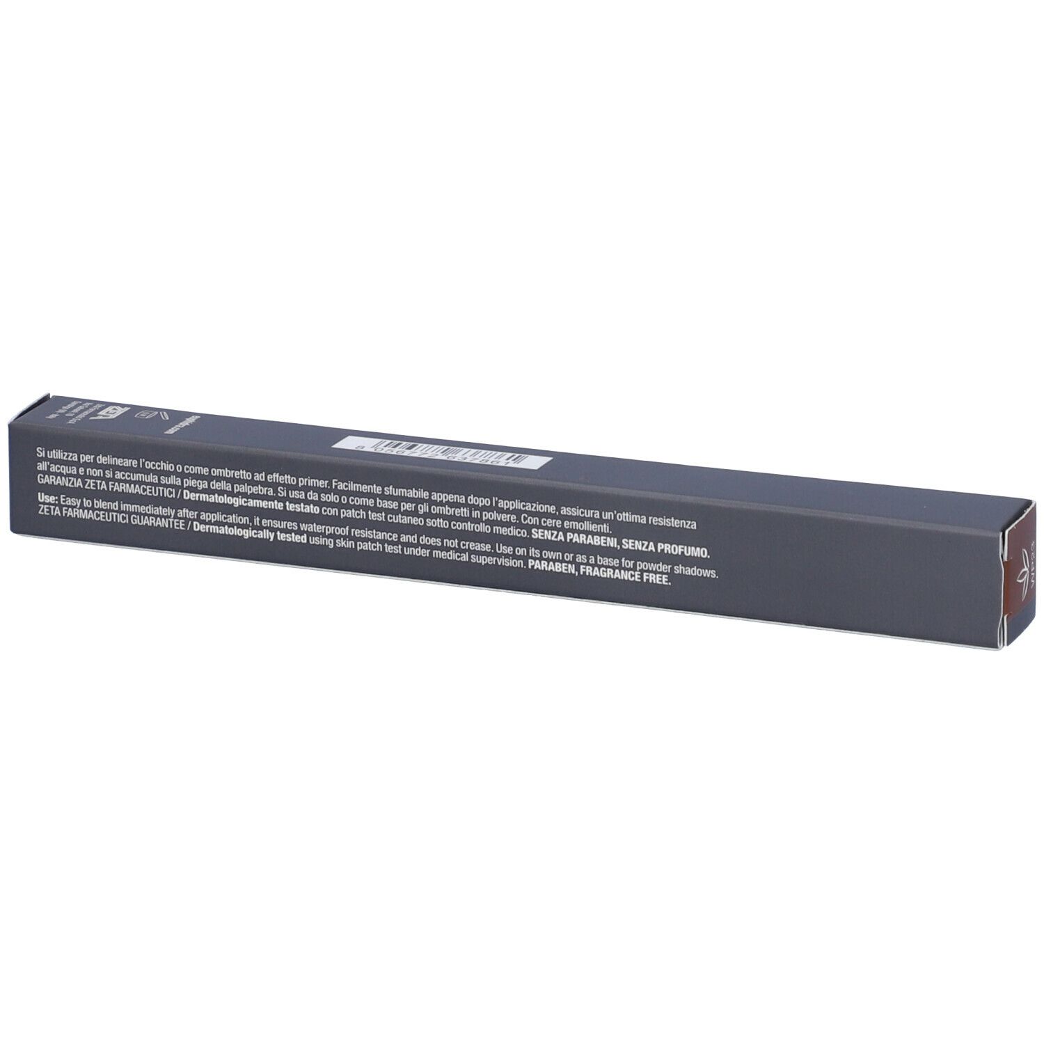 Confezione grigio scuro con testo. Contiene Euphidra Matitone Occhi Waterproof WP23 Terracotta. Dermatologicamente testato, senza parabeni.