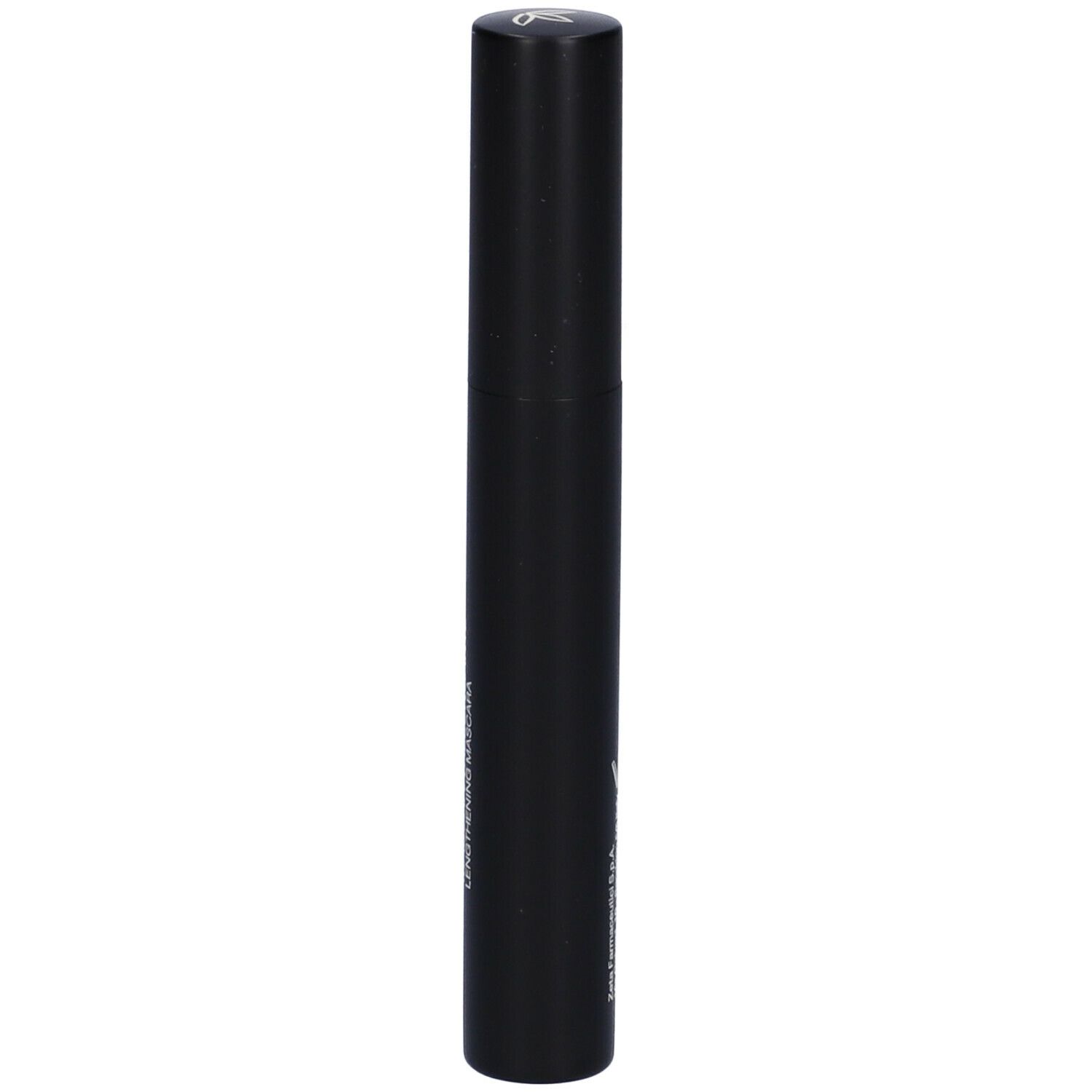 Tubo di mascara nero. Parte superiore con logo. Nessuna altra scritta.