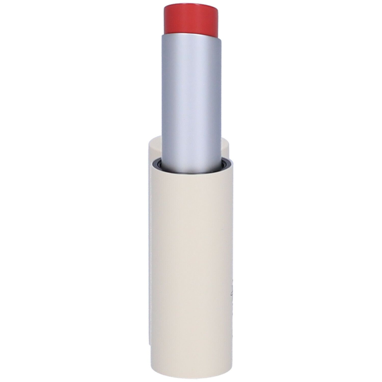 Rossetto rosso, astuccio argento e corpo beige. Marchio Euphidra.