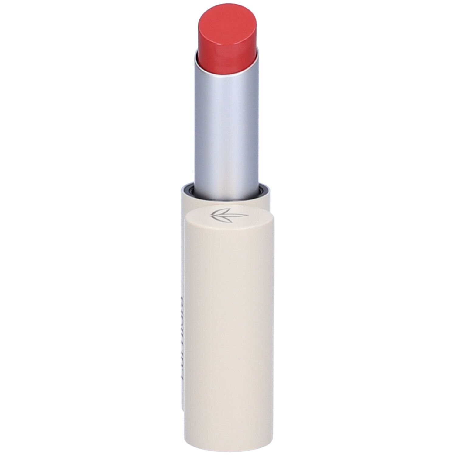 Rossetto rosso, astuccio argento e corpo beige. Marchio Euphidra.