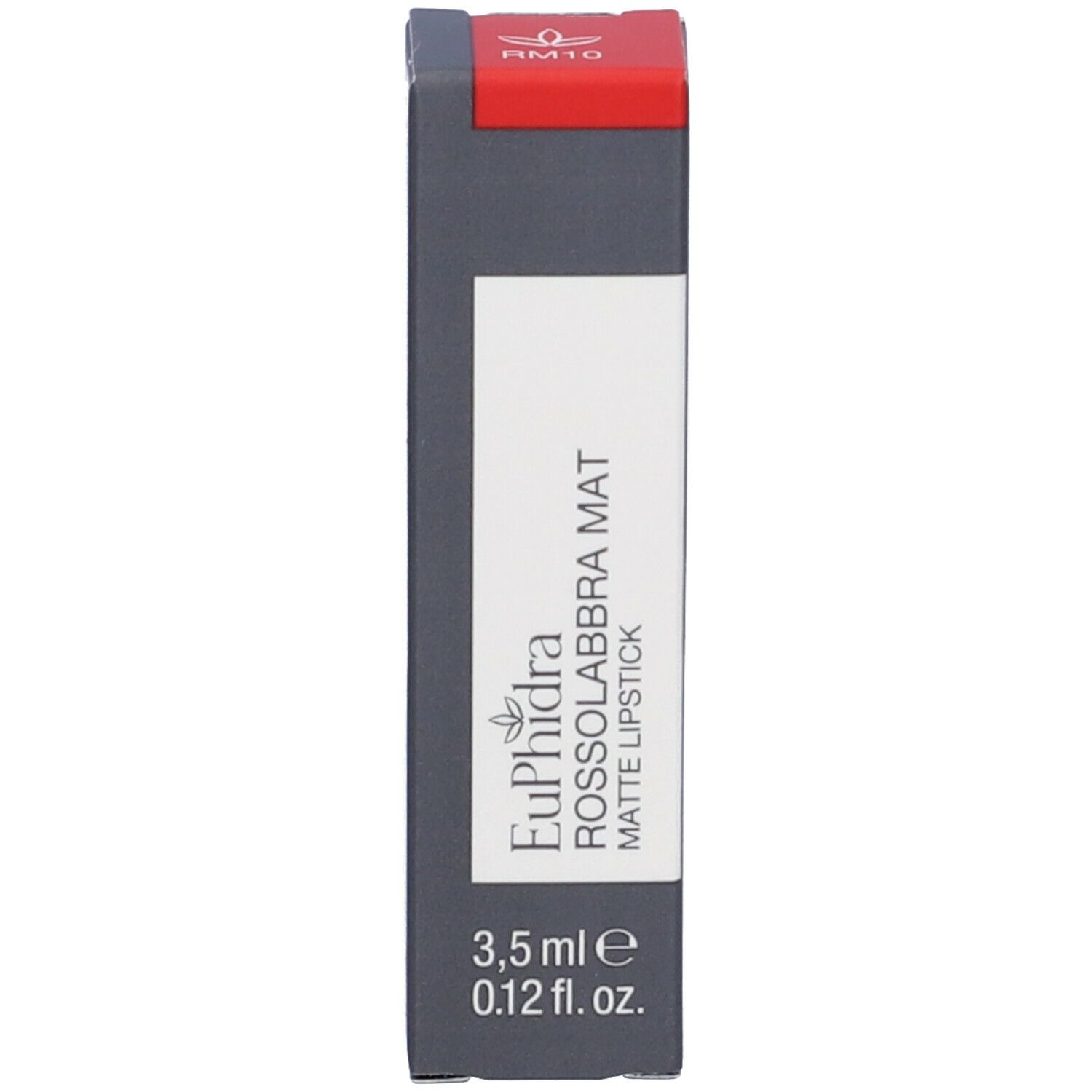 Confezione per rossetto. Sulla confezione si legge Euphidra, Rossolabbra Mat, 3,5 ml.
