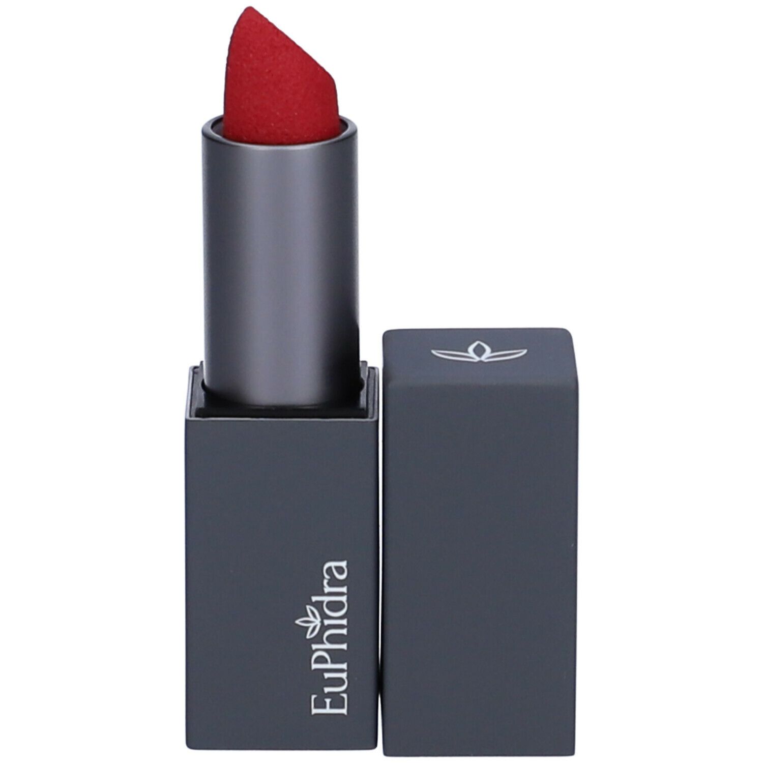Rossetto rosso con astuccio e cappuccio antracite. Marchio Euphidra.
