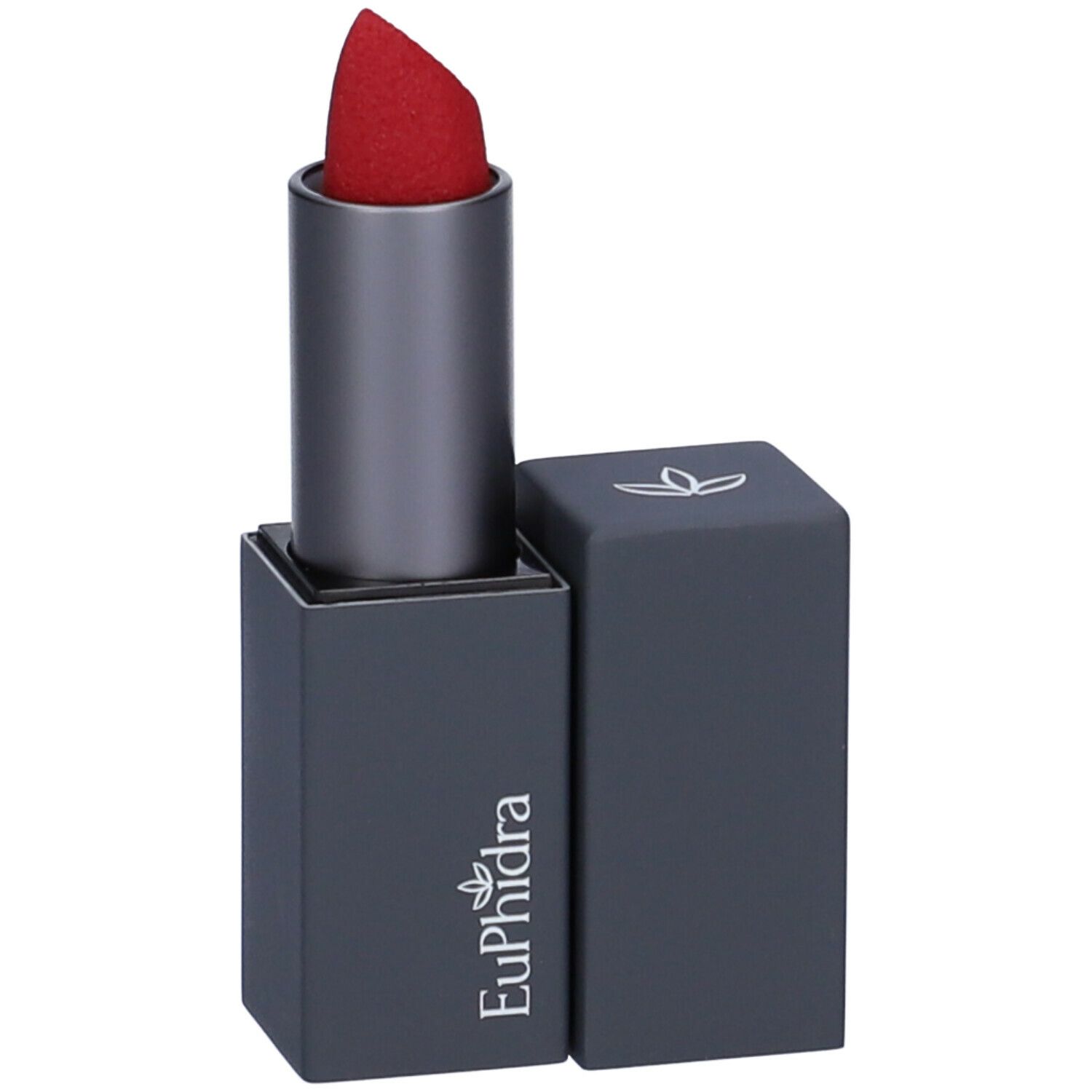 Rossetto rosso con astuccio e cappuccio antracite. Marchio Euphidra.