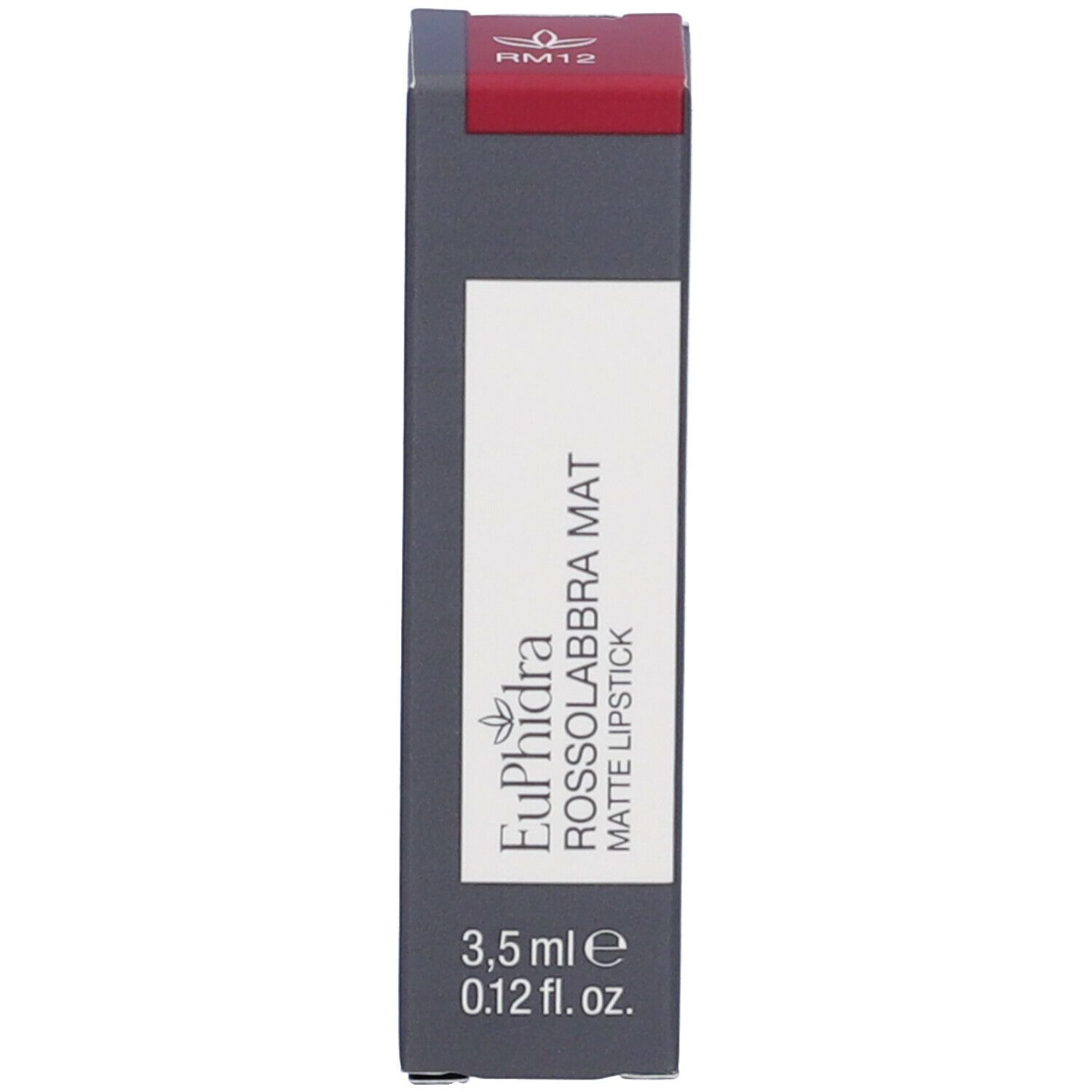 Confezione per rossetto. Sulla confezione è scritto Euphidra Rossolabbra Mat, 3,5 ml.