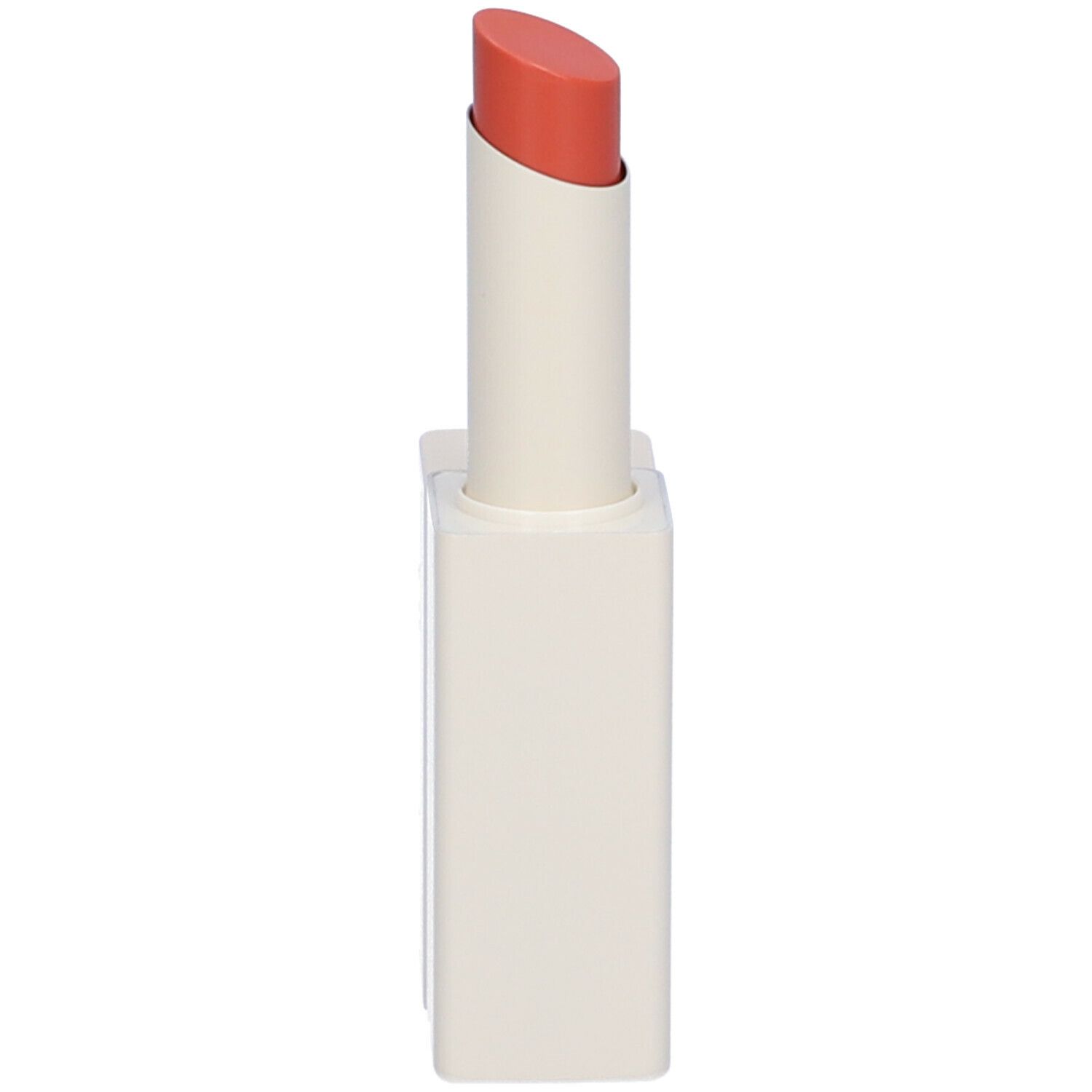 Balsamo labbra. Contenitore bianco con rossetto arancione. Marchio Euphidra.