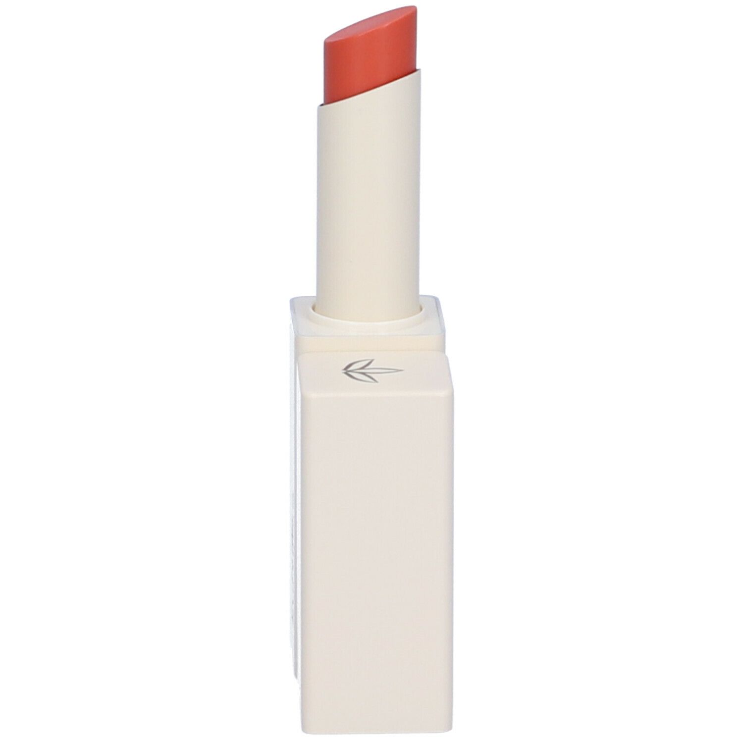 Balsamo labbra. Contenitore bianco con rossetto arancione. Marchio Euphidra.
