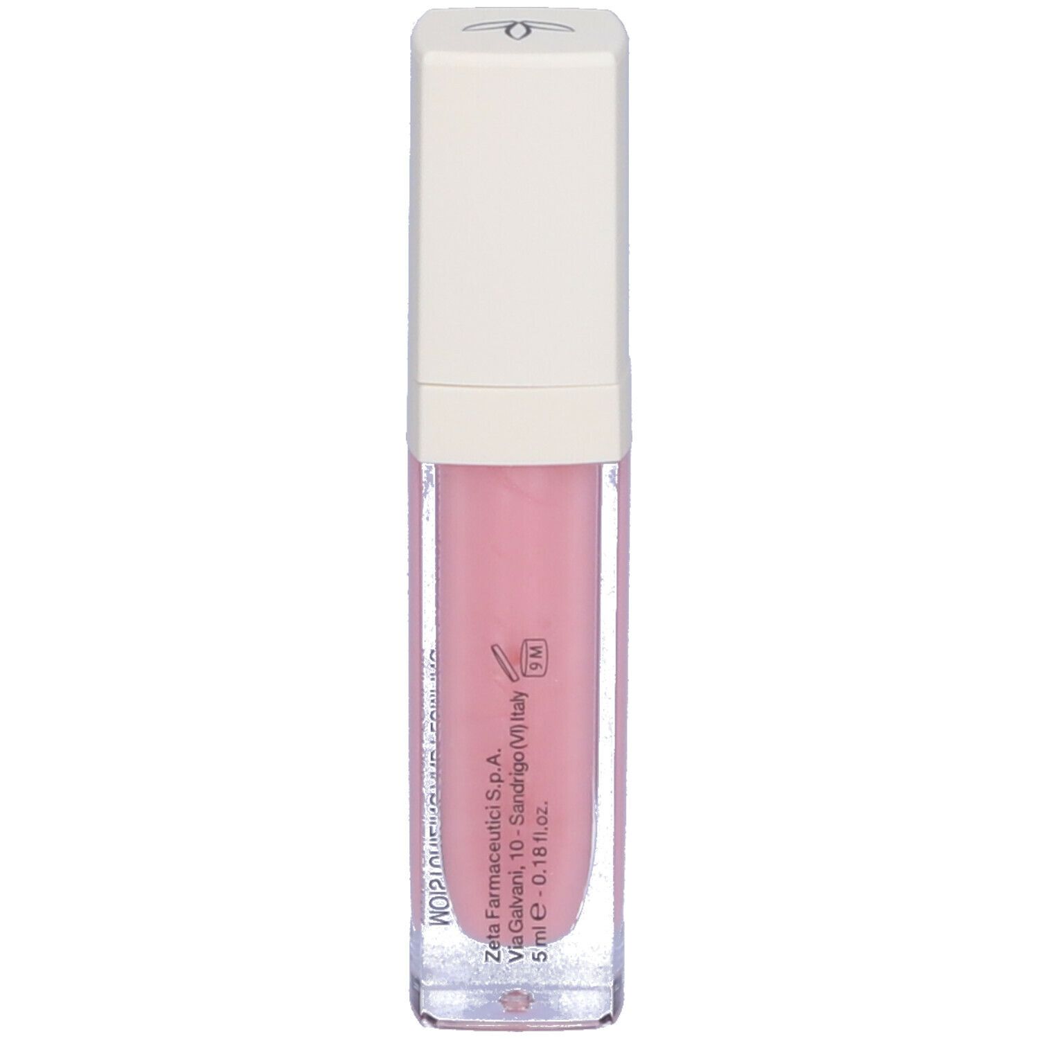 Lucidalabbra rosa in flacone rettangolare trasparente con tappo bianco. Scritta: Dream Gloss, idratante.