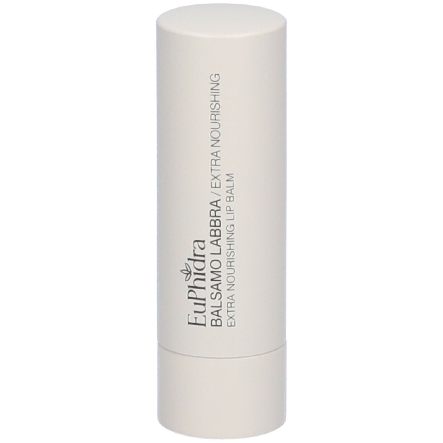 Stick balsamo labbra bianco. Scritta Euphidra Balsamo Labbra Extra Nourishing.