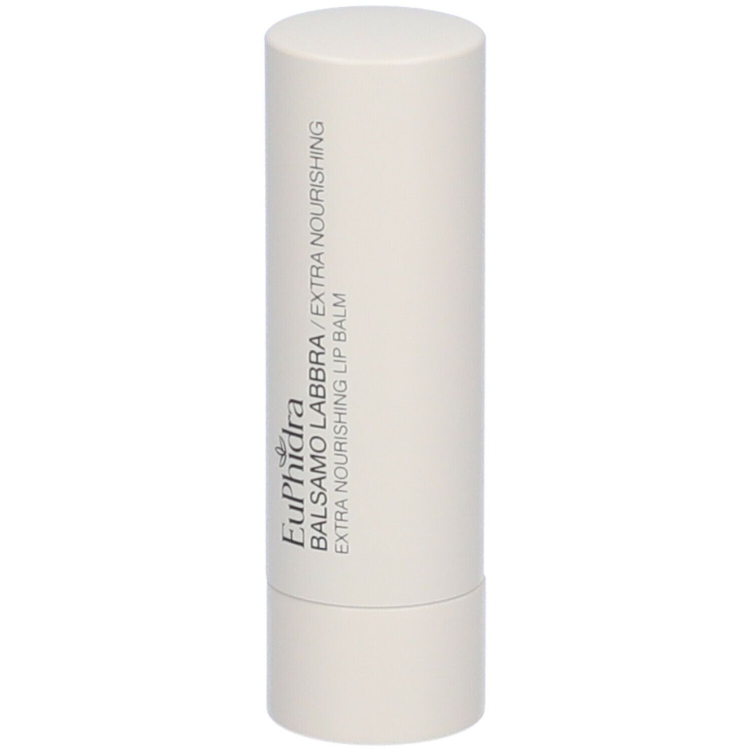 Stick balsamo labbra bianco. Scritta Euphidra Balsamo Labbra Extra Nourishing.