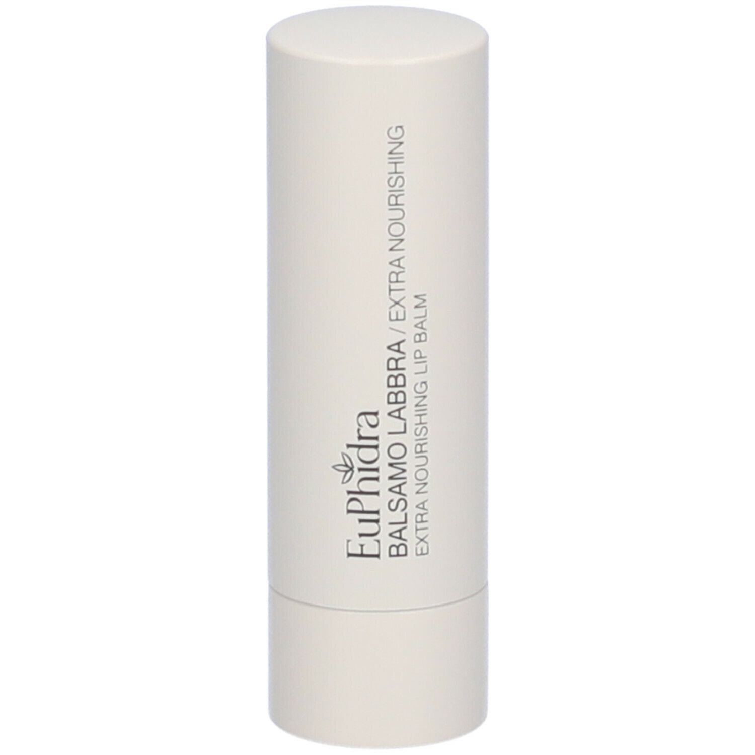 Stick balsamo labbra bianco. Scritta Euphidra Balsamo Labbra Extra Nourishing.