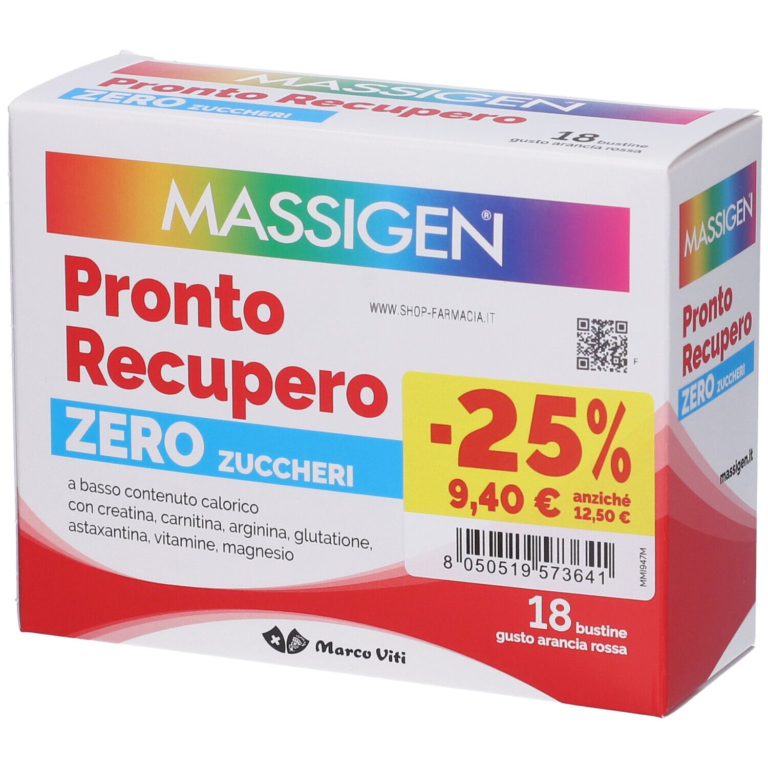 Massigen Rossa Pronto Recupero Zero Zuccheri Integratore Energetico 18 Bustine - Immagine 3