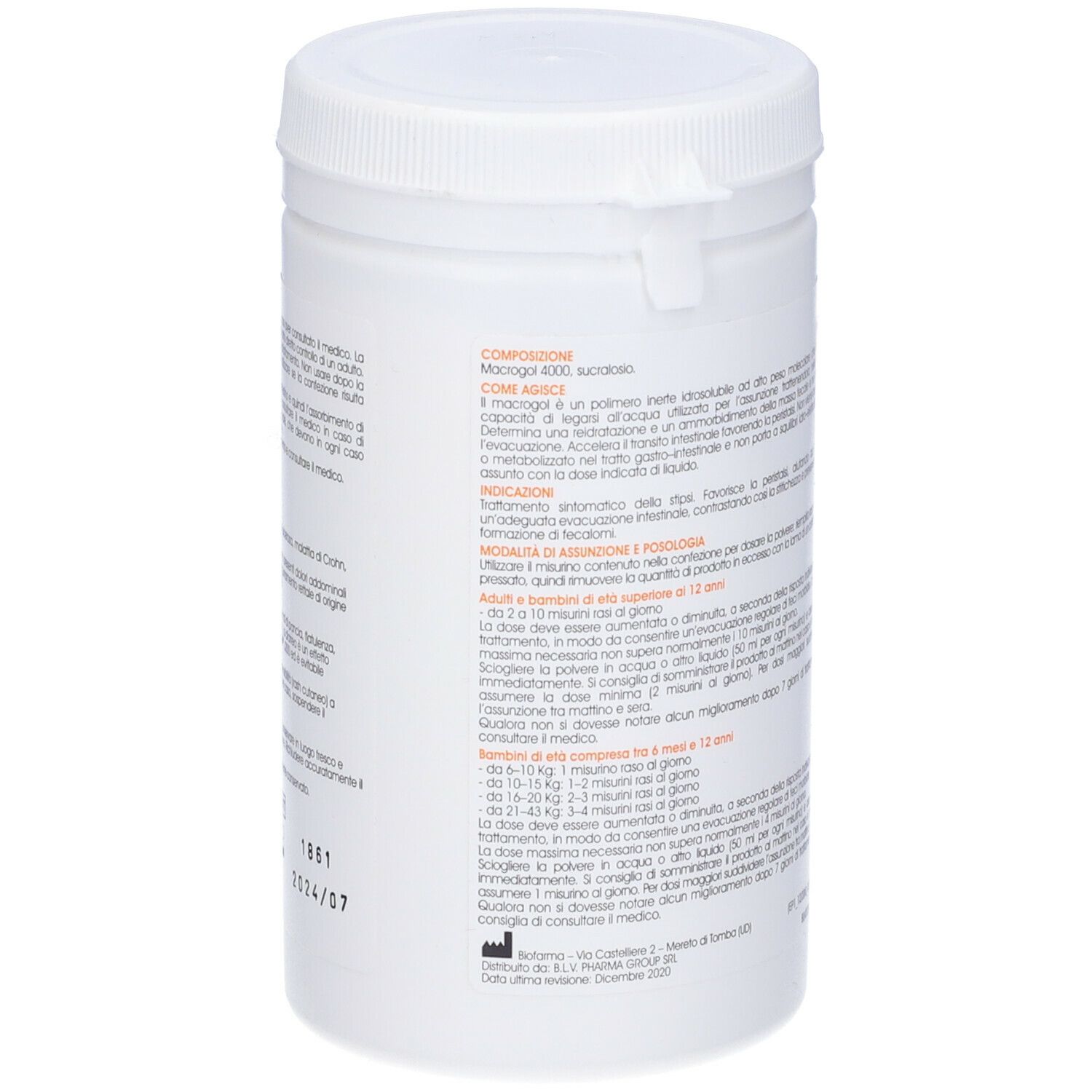 Barattolo bianco con testo. Scritta "Regler".