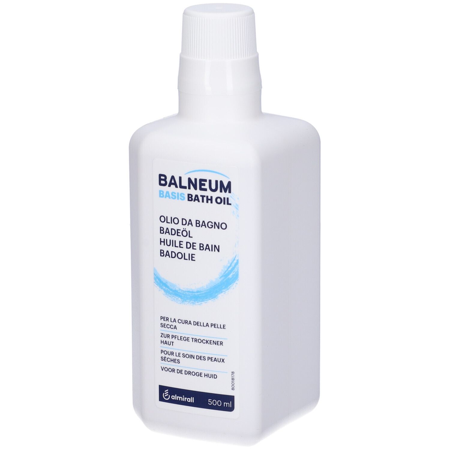 Weiße Flasche Balneum Basis Badeöl, 500ml.