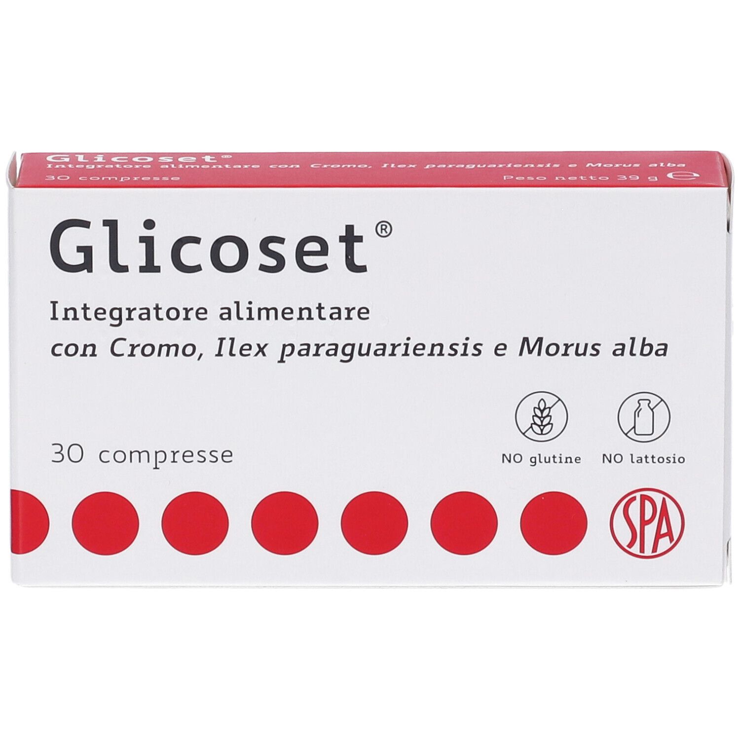 Glicoset Nahrungsergänzungsmittel-Schachtel, 30 Kapseln. Mit Chrom, Ilex paraguariensis und Morus alba.