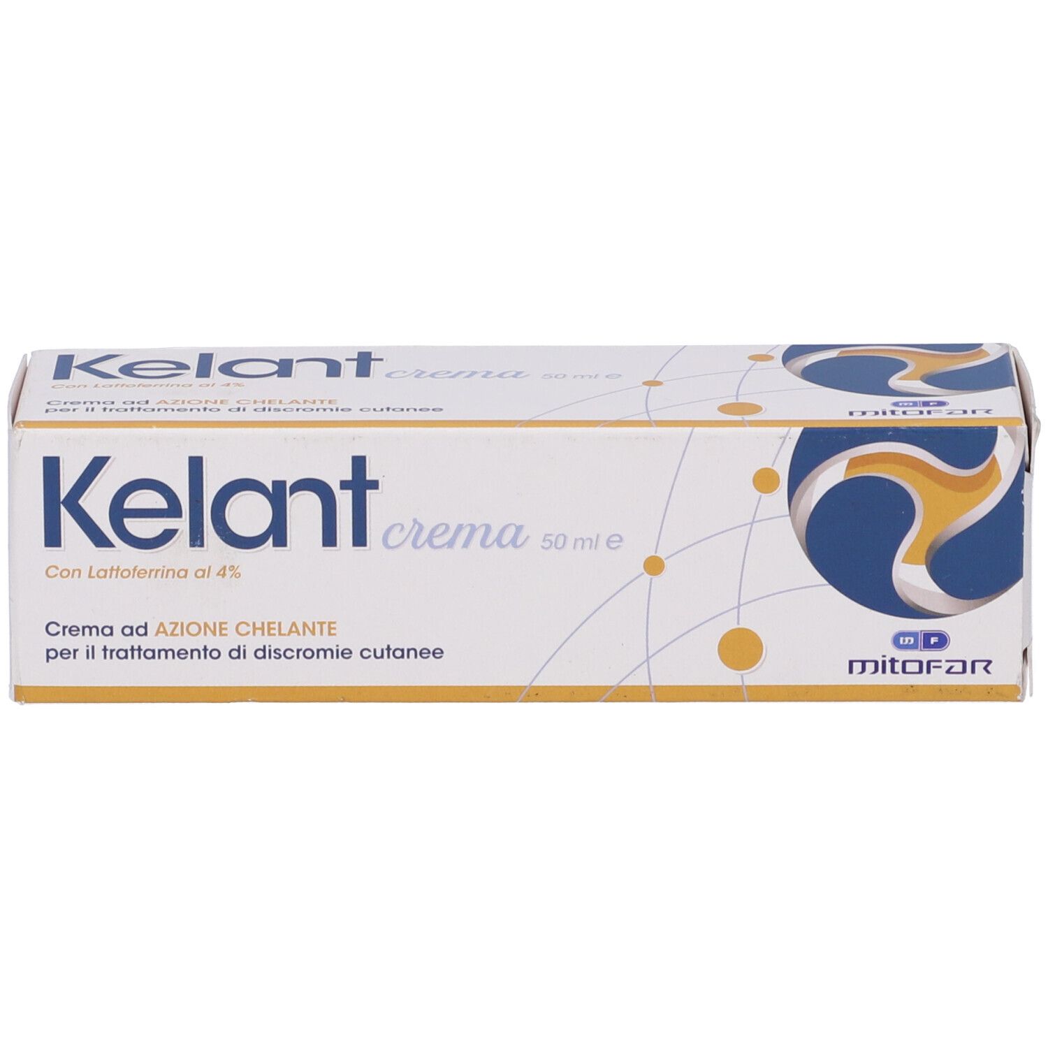 Confezione del prodotto. Kelant Crema, 50 ml. Con logo e testo.