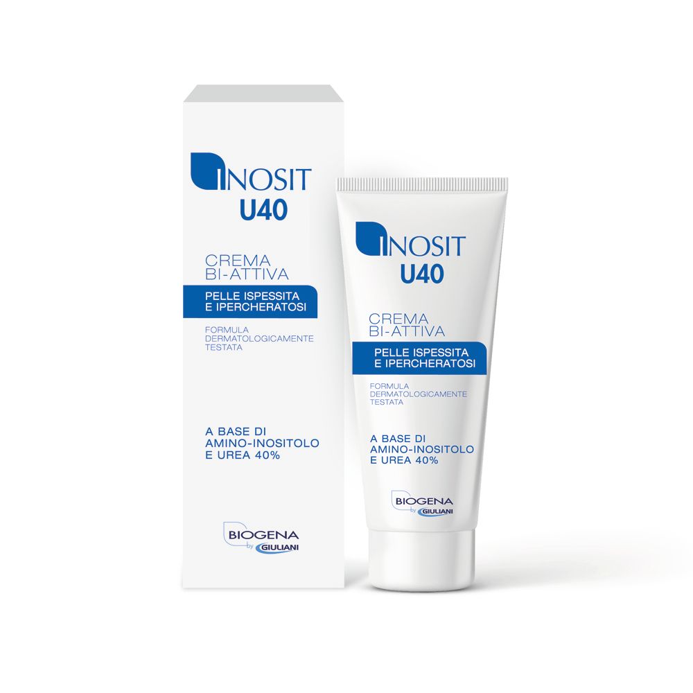 Crema e confezione. Scritta: Inosit U40, Crema bi-attiva, Biogena.