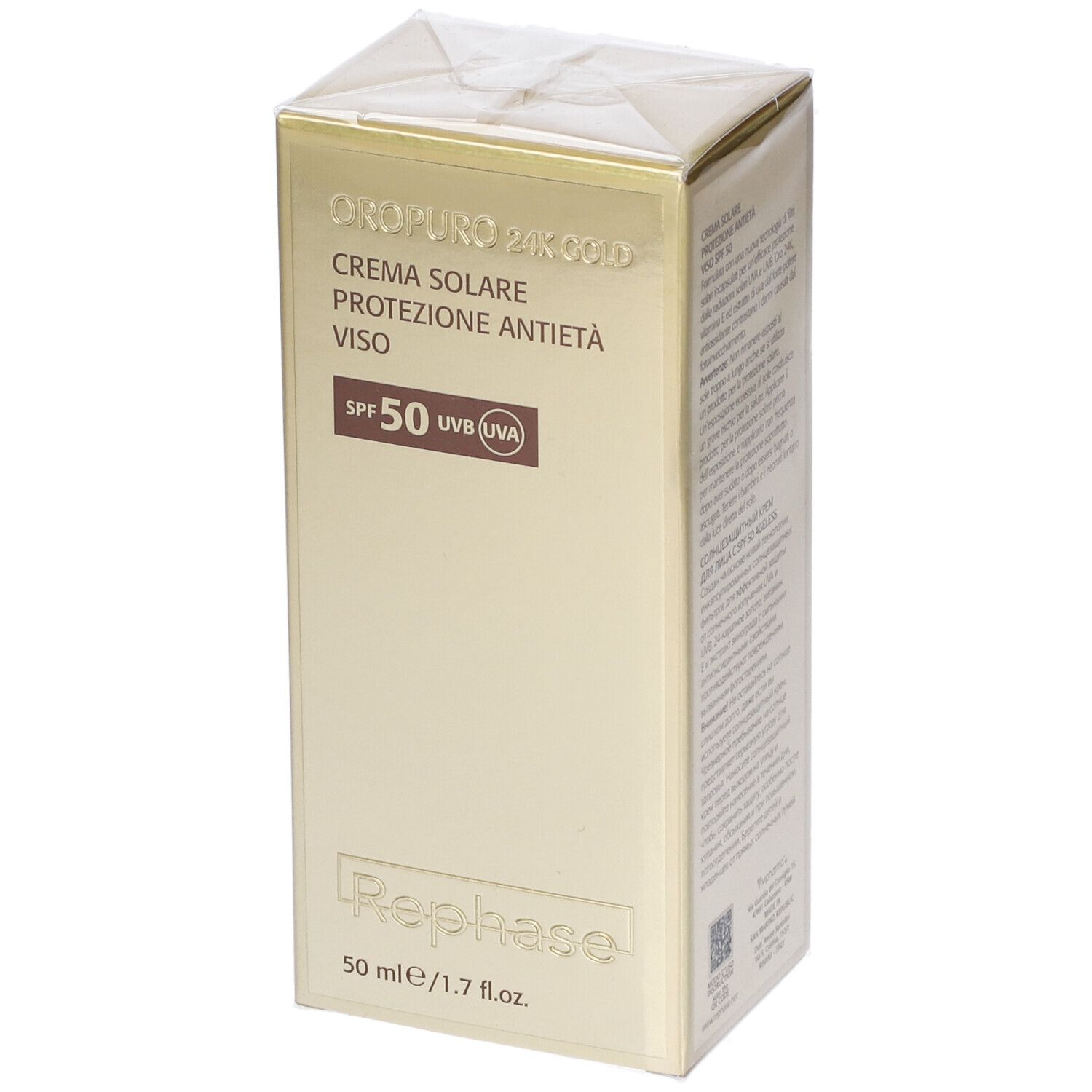 Rephase Oropuro 24K Gold Crema Solare Protezione Antietà Spf 50