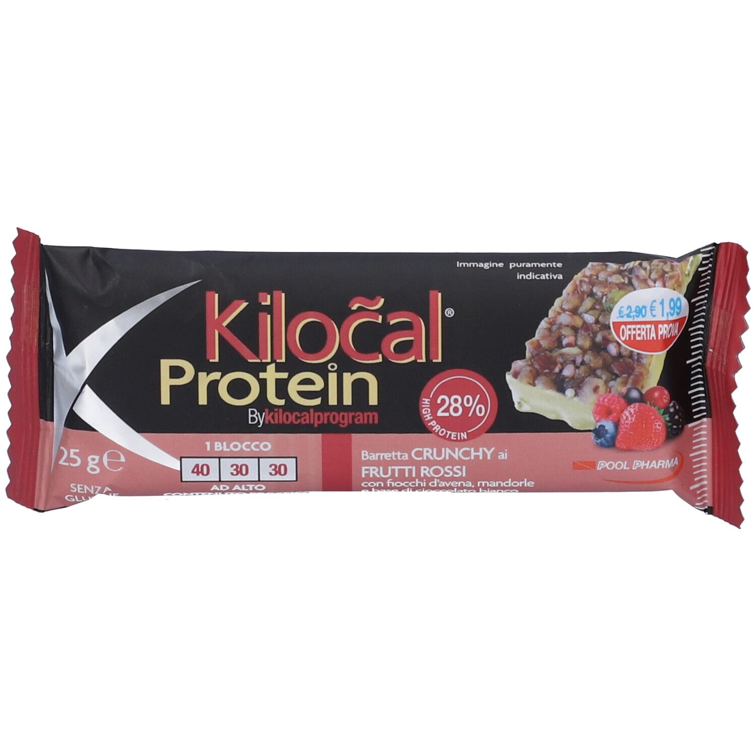 Kilocal Protein Barretta Cioccolato Bianco Cocco Frutti Rossi