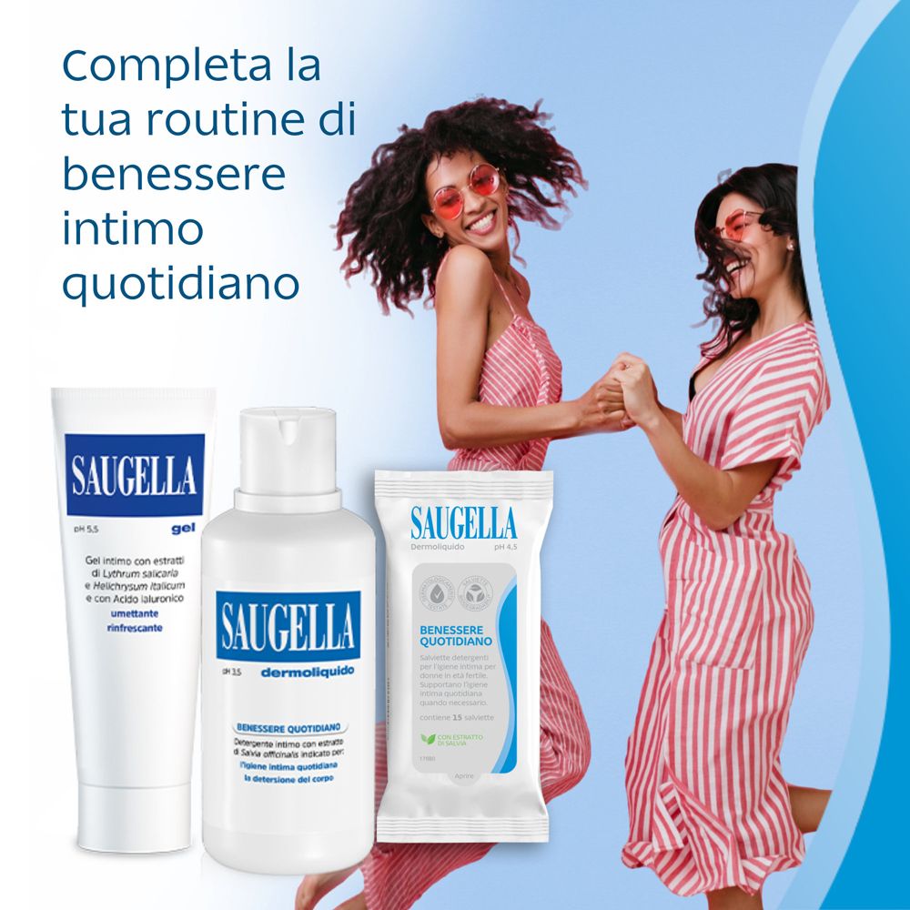 Saugella Gel-Tube und Dermoliquid-Flasche mit Pumpspender.