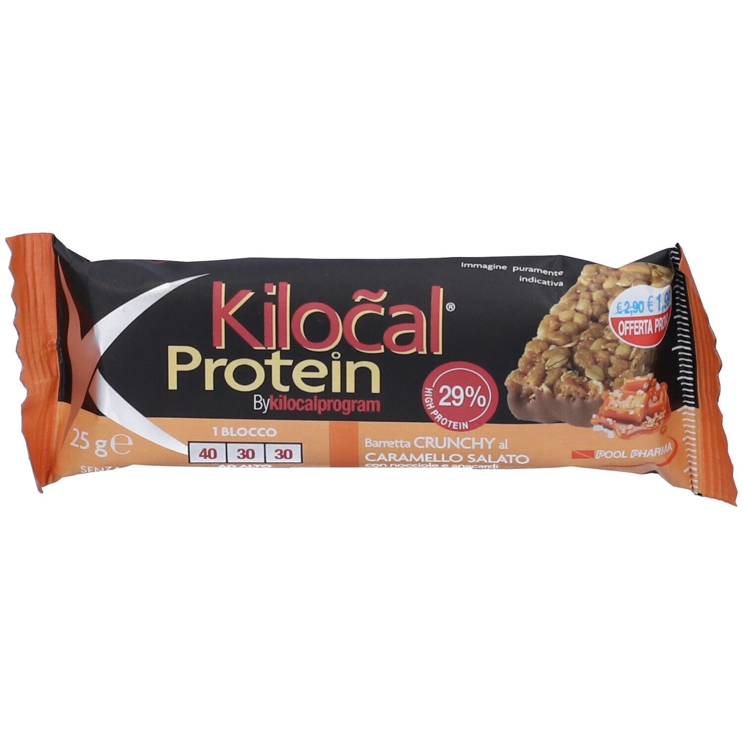 Kilocal Protein Barretta Cioccolato Latte Caramello Salato 25 G
