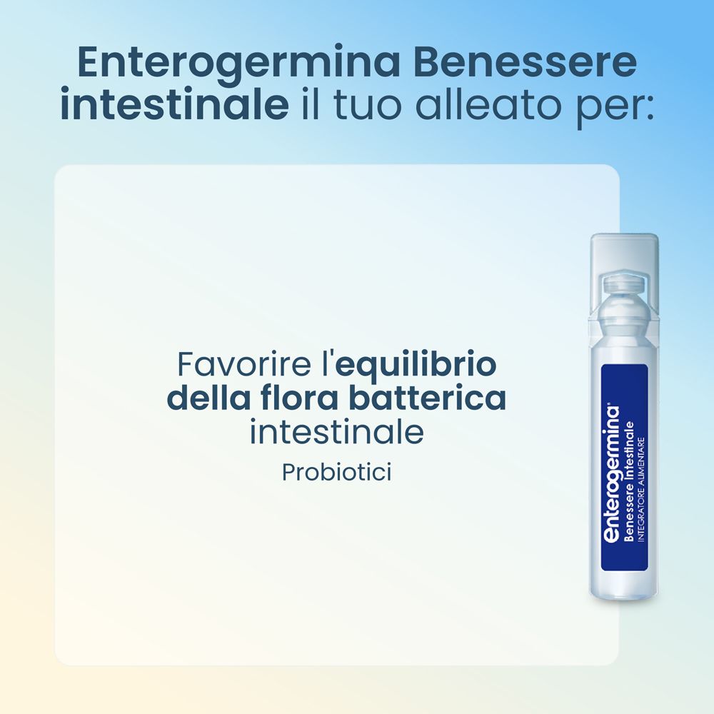 Enterogermina Benessere Intestinale: probiotici per favorire l'equilibrio della flora intestinale.