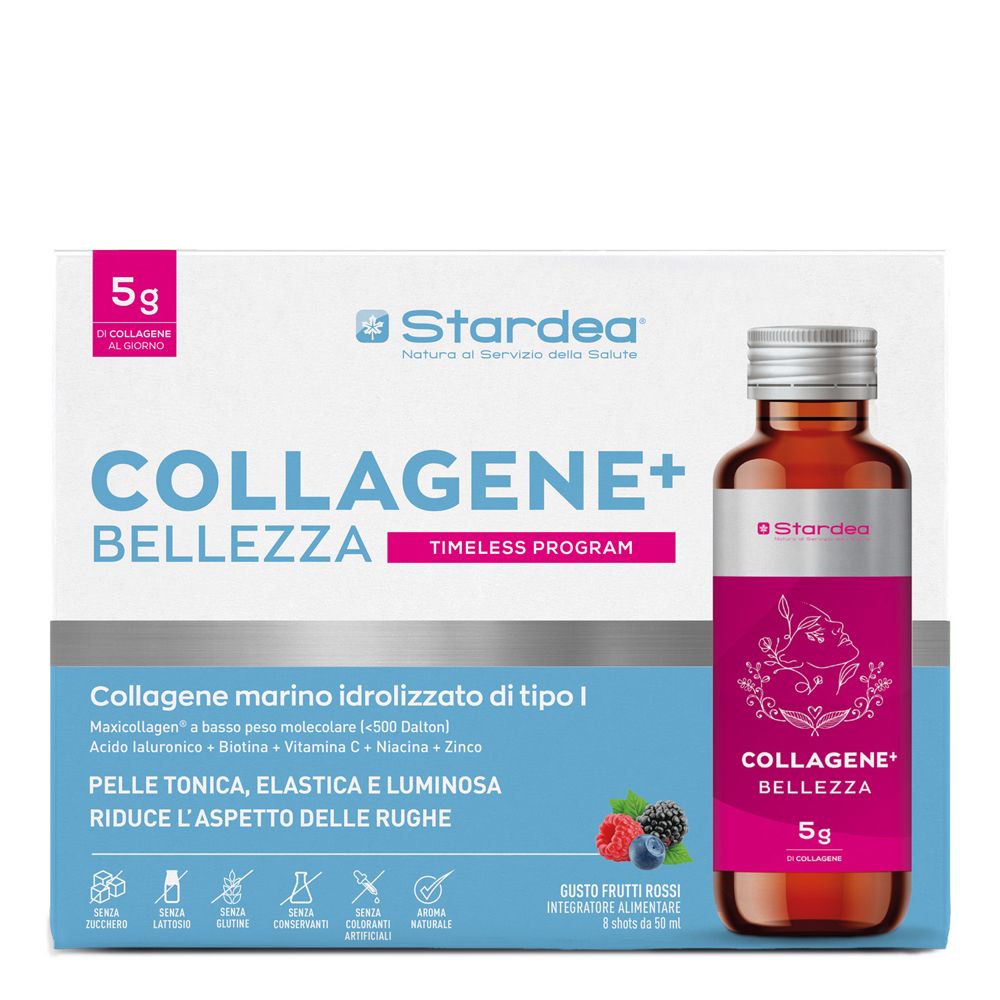 Stardea Collagene + Bellezza Shot da Bere a Base di Collagene Marino Di Tipo 1 e Acido Ialuronico