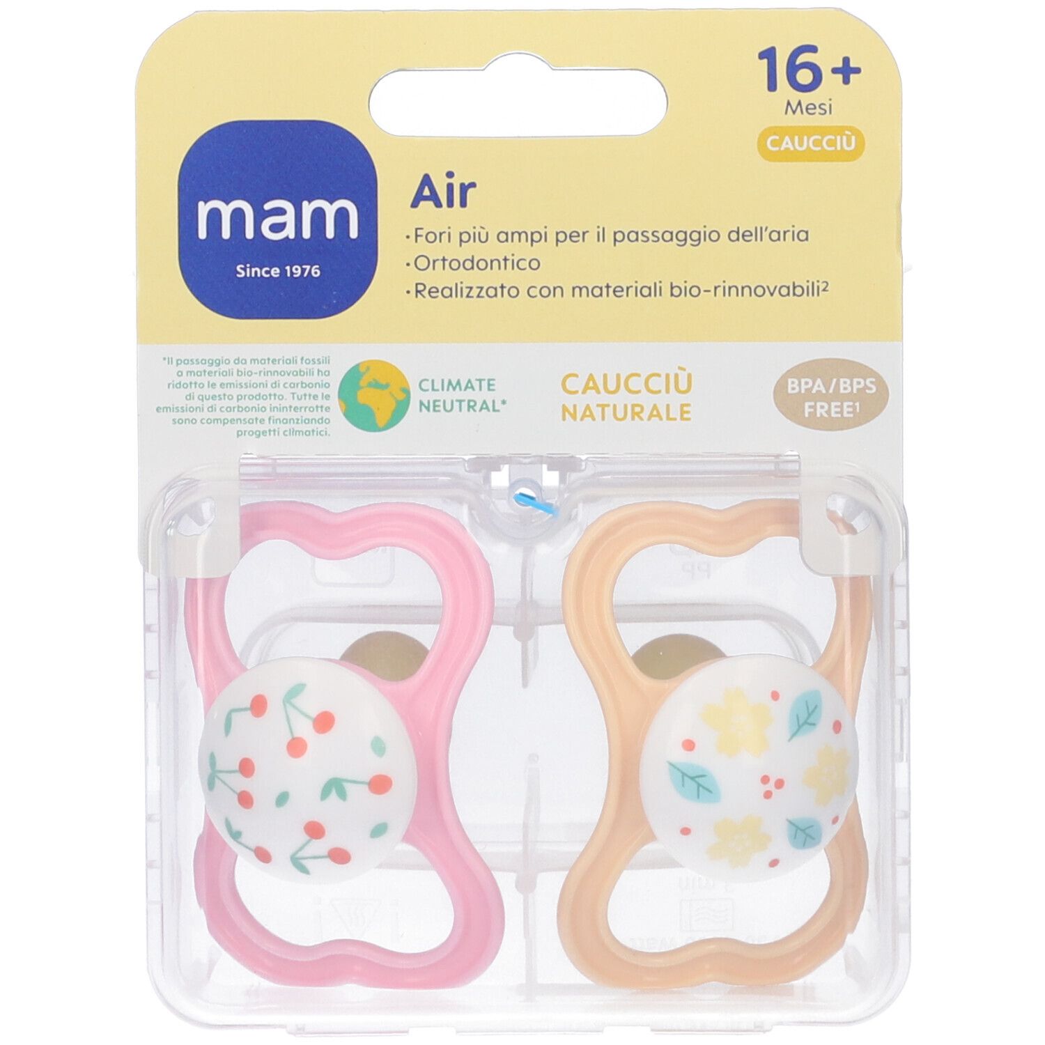 Mam Air Succhietto 16+ Mesi Caucciù Bambina 2 Pezzi