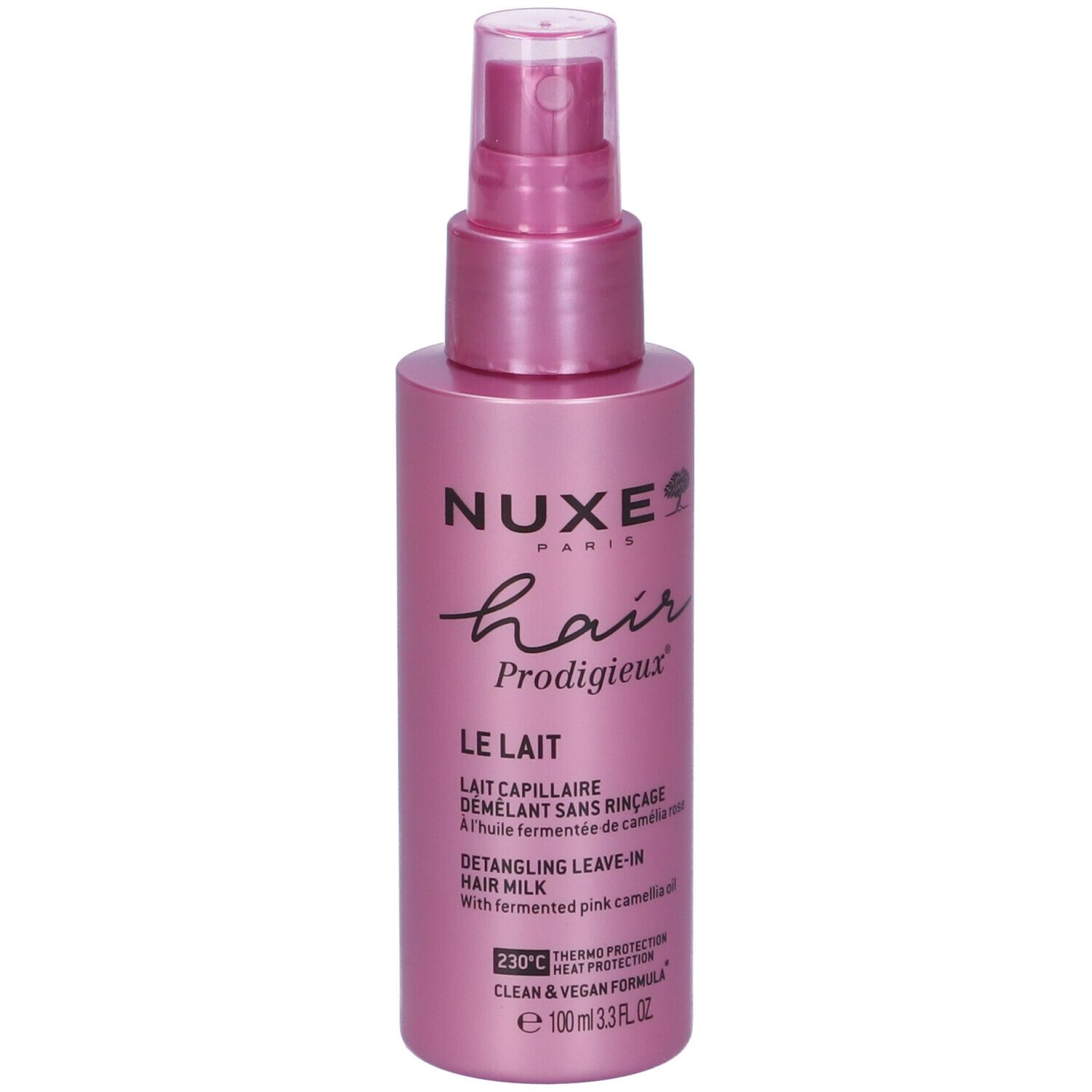 NUXE Hair Prodigieux Le Lait, Haarmilch in metallisch-pinker Sprühflasche, 100ml.