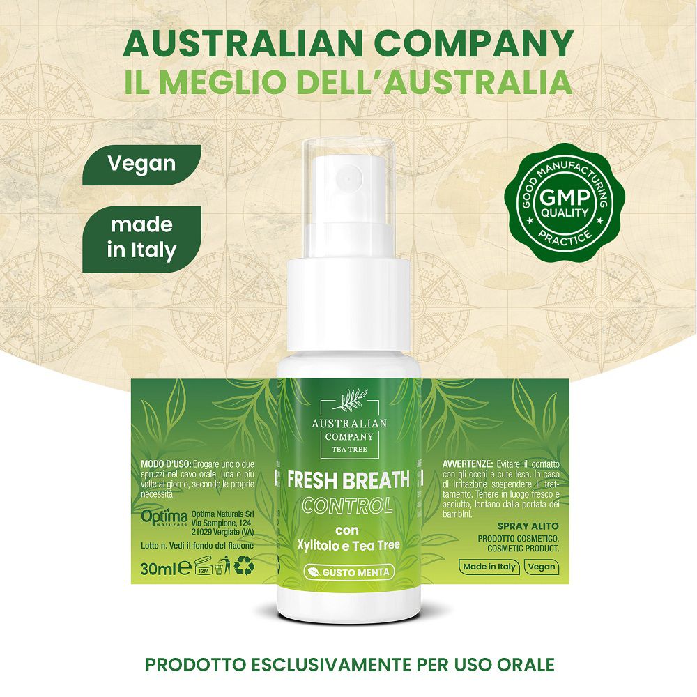 Frischer Atem Spray, vegan, hergestellt in Italien, GMP-Qualität.