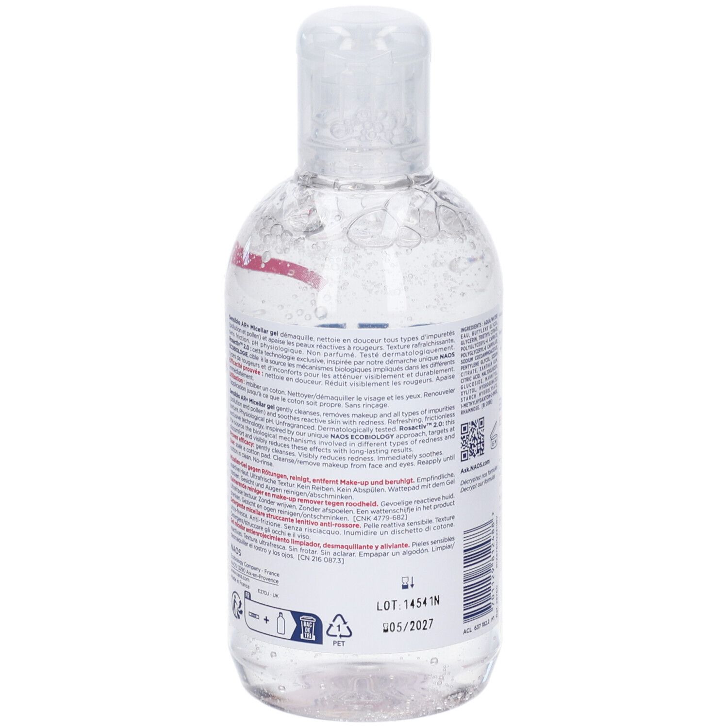 Klare Gel-Flasche mit weißem Klappdeckel. Enthält ein durchsichtiges Gel.