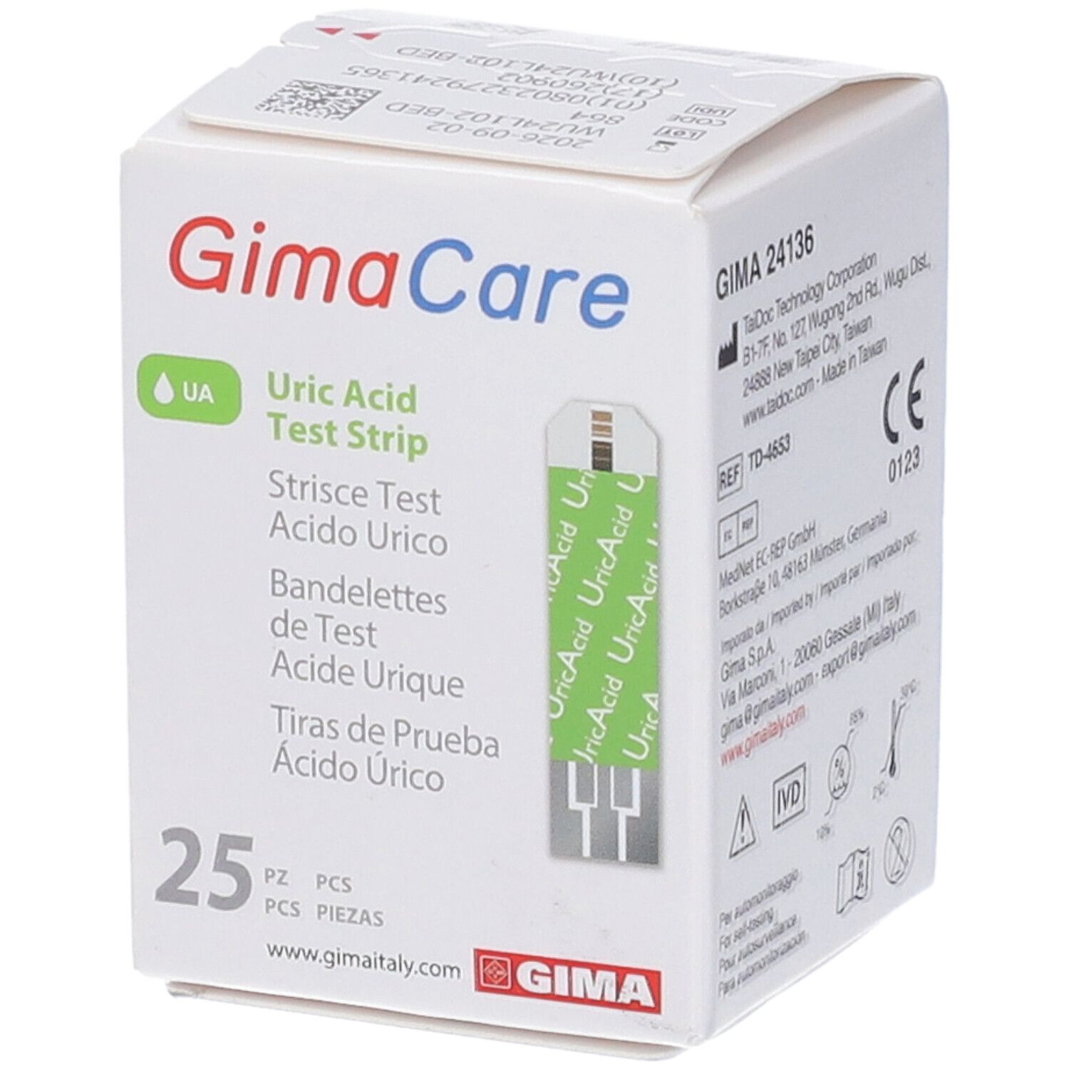 GIMA Strisce Acido Urico In Flaconcino Per Monitor Multiparametrico Gimacare