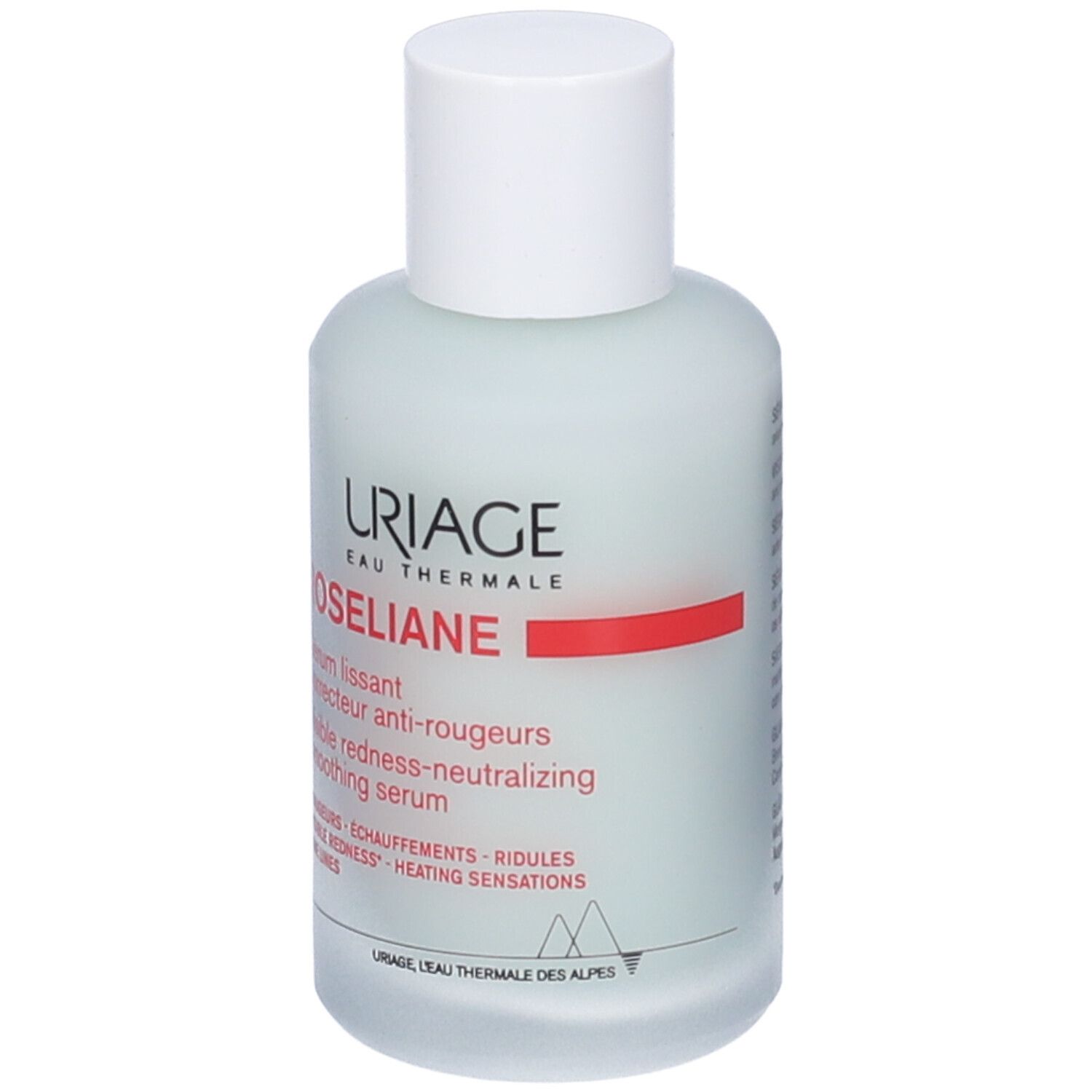 Siero Uriage Roséliane. Flacone con tappo bianco. Nome e logo visibili.