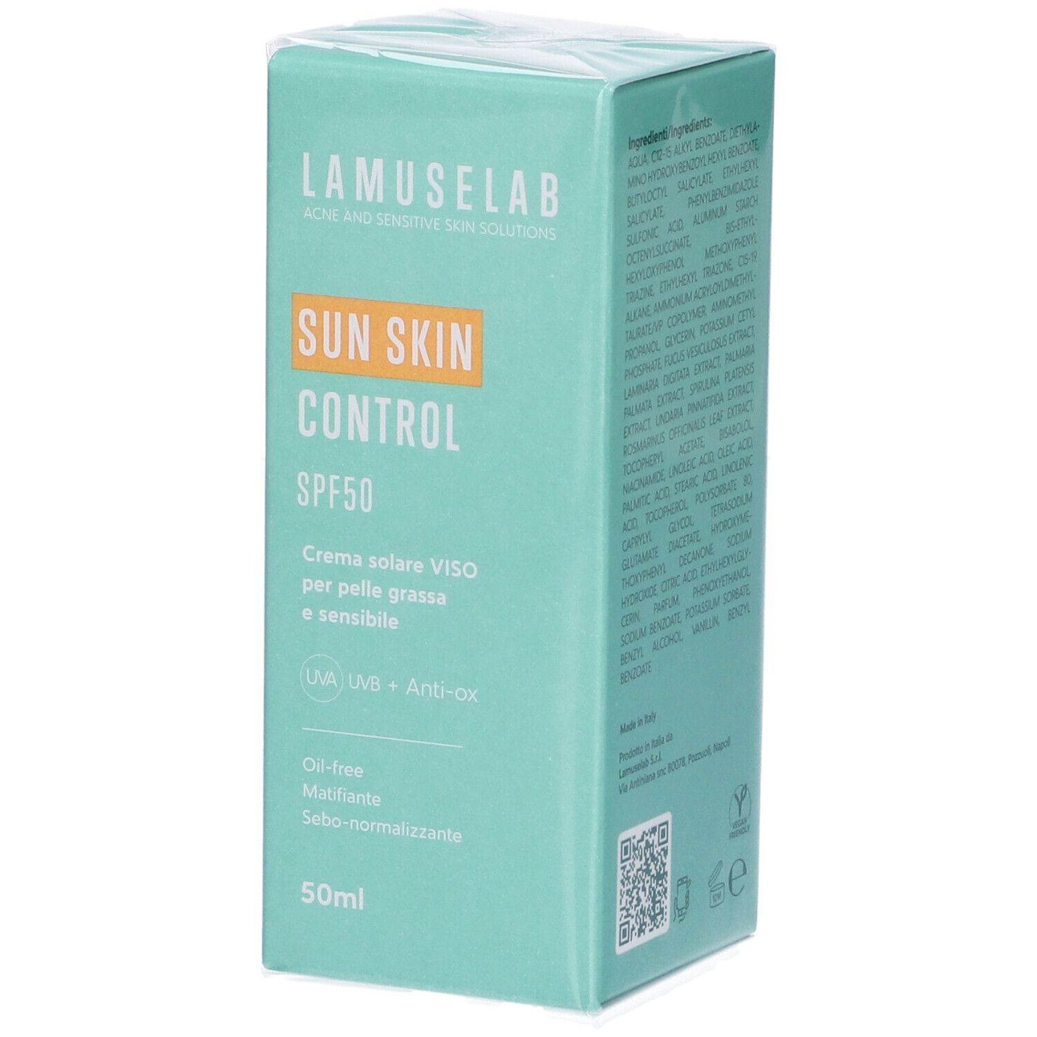 Lamuselab Sun Skin Control Crema Solare Viso SPF50- Risparmia il 10% con il codice: lamuselab0926